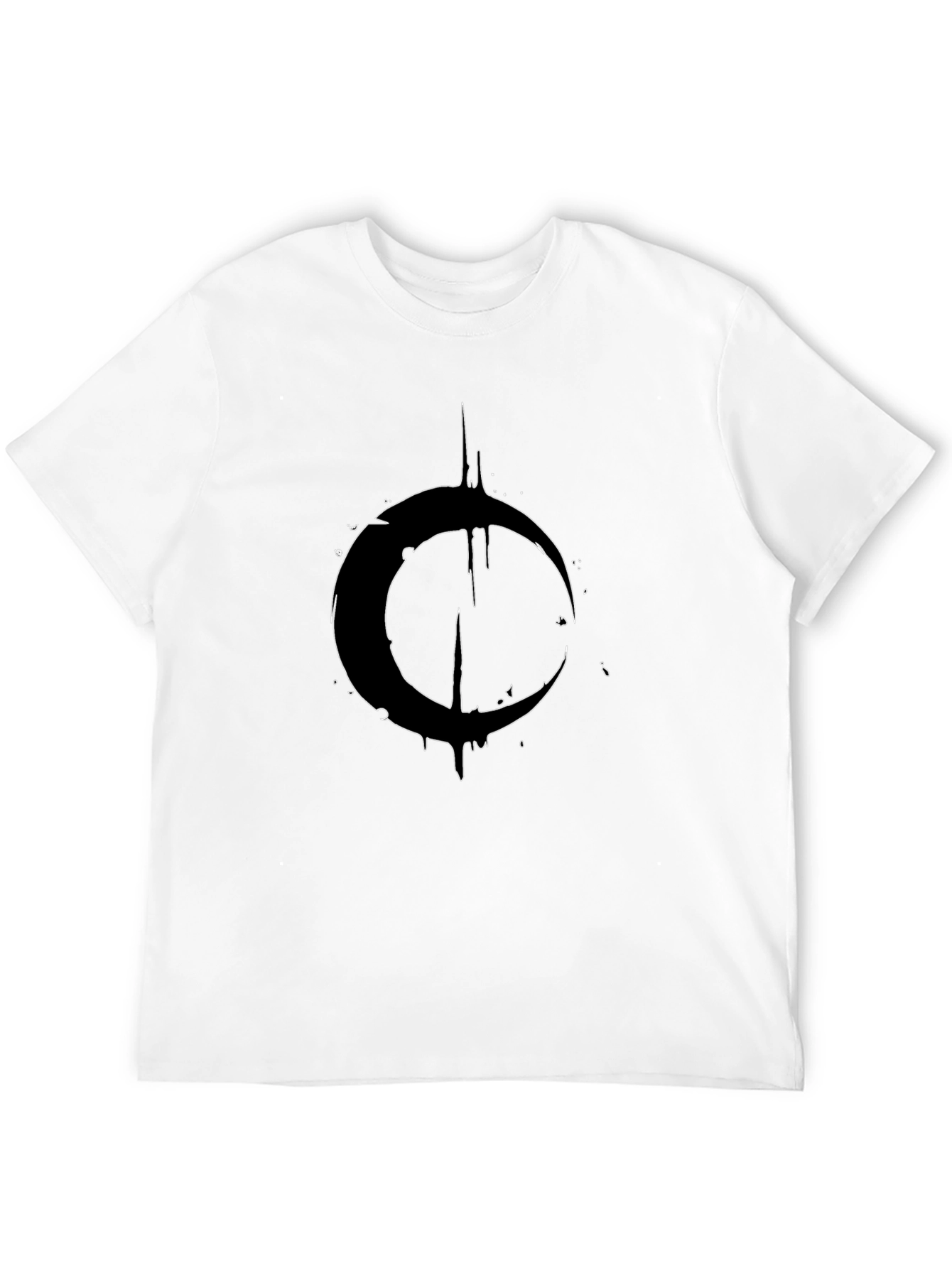 Mens Black Graphic Tee - Crescent Moon Design