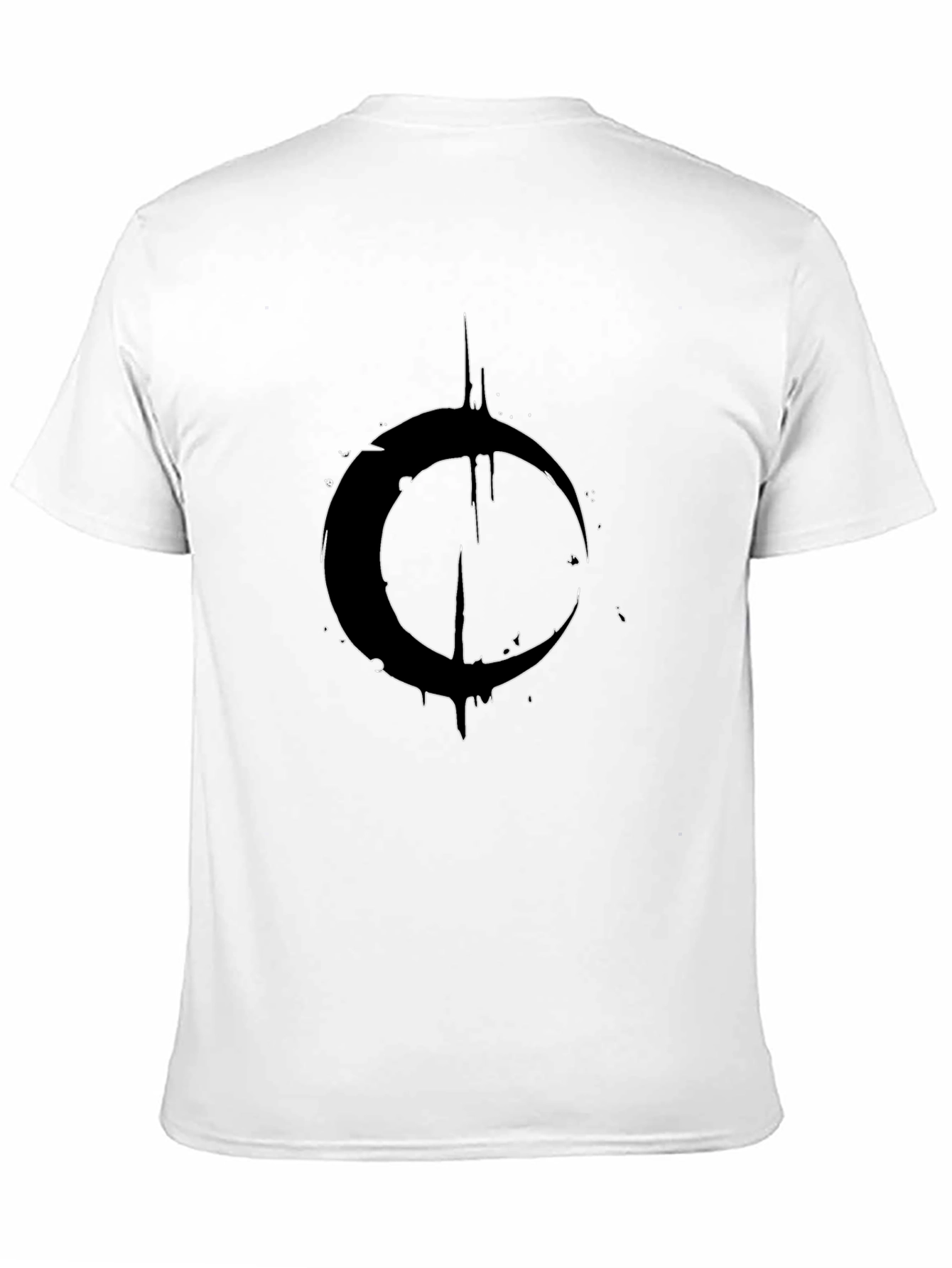 Mens Black Graphic Tee - Crescent Moon Design