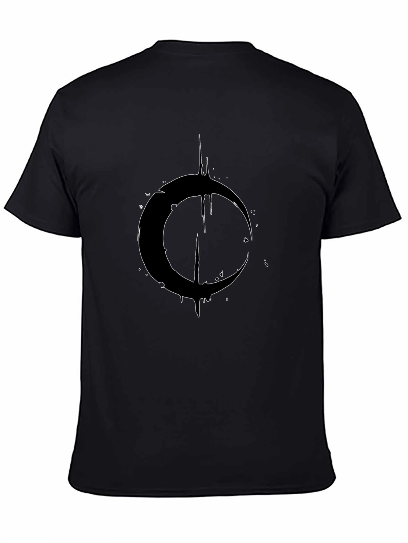 Mens Black Graphic Tee - Crescent Moon Design