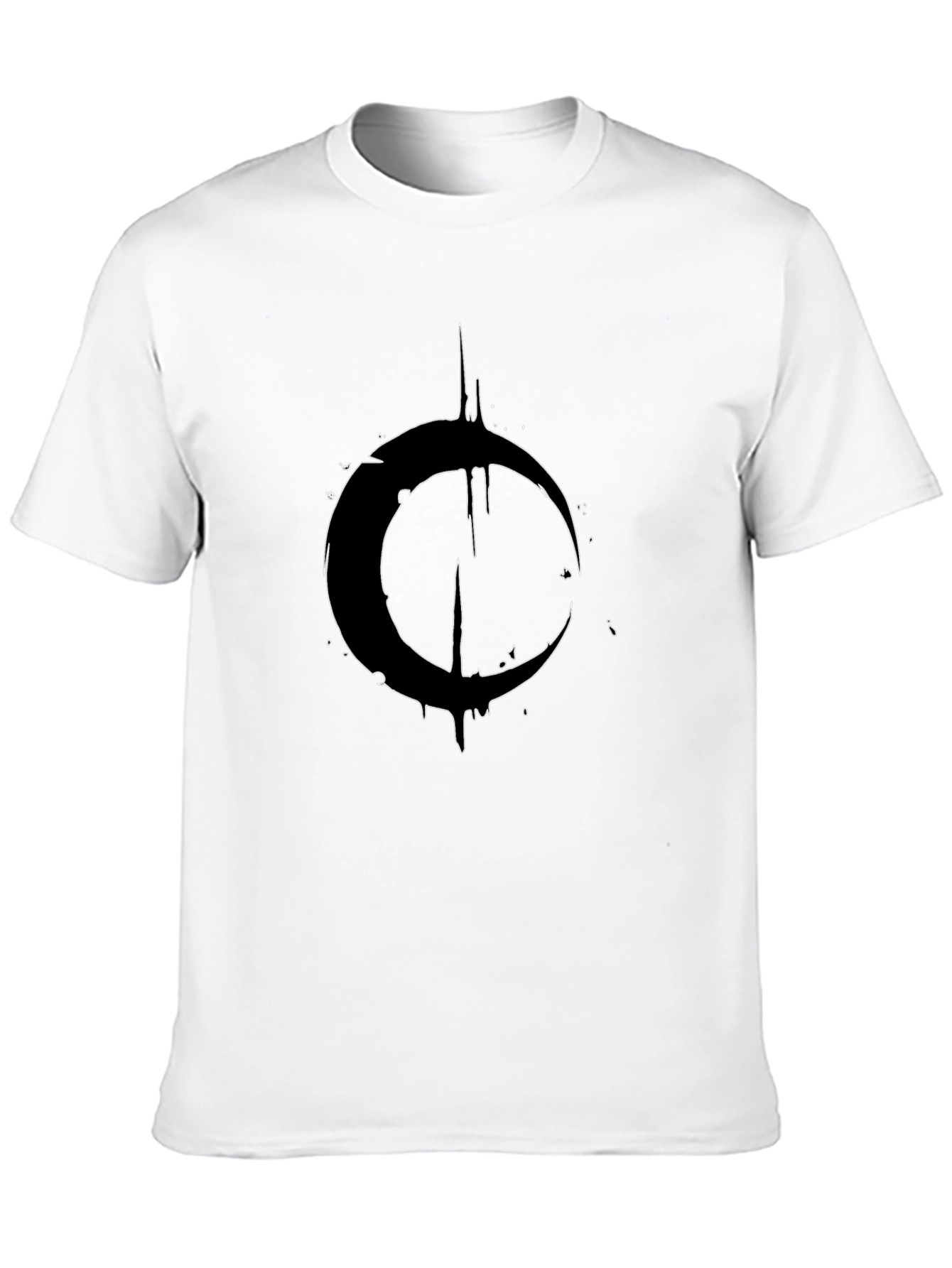 Mens Black Graphic Tee - Crescent Moon Design