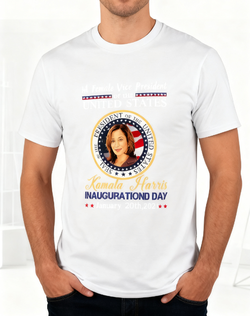 Kamala Harris Inauguration Day T-Shirt - 1st Female US Vice President Graphic Tee, 100% Cotton, Versatile for Multiple Occasions