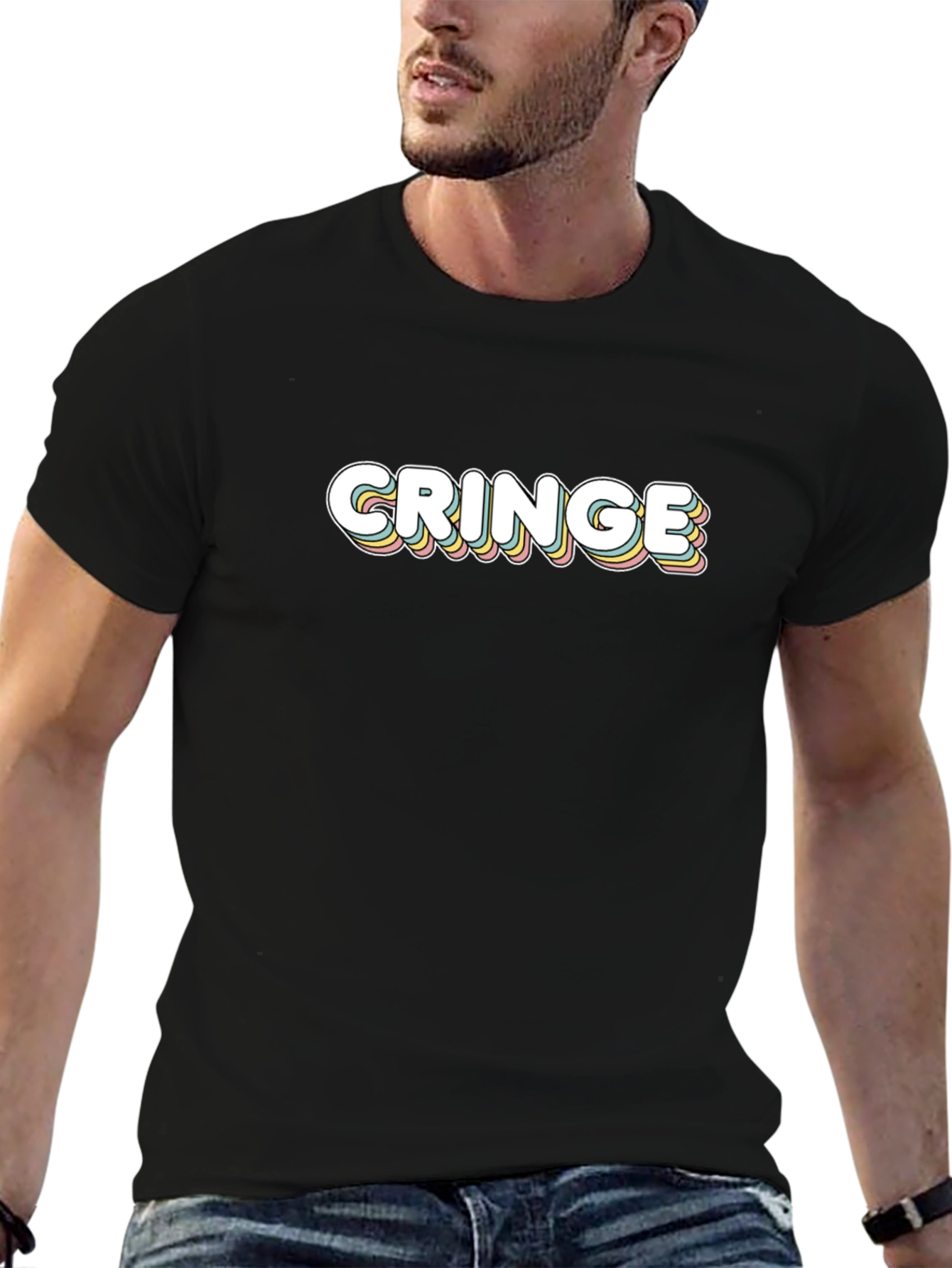Retro Cringe Graphic Tee - Black