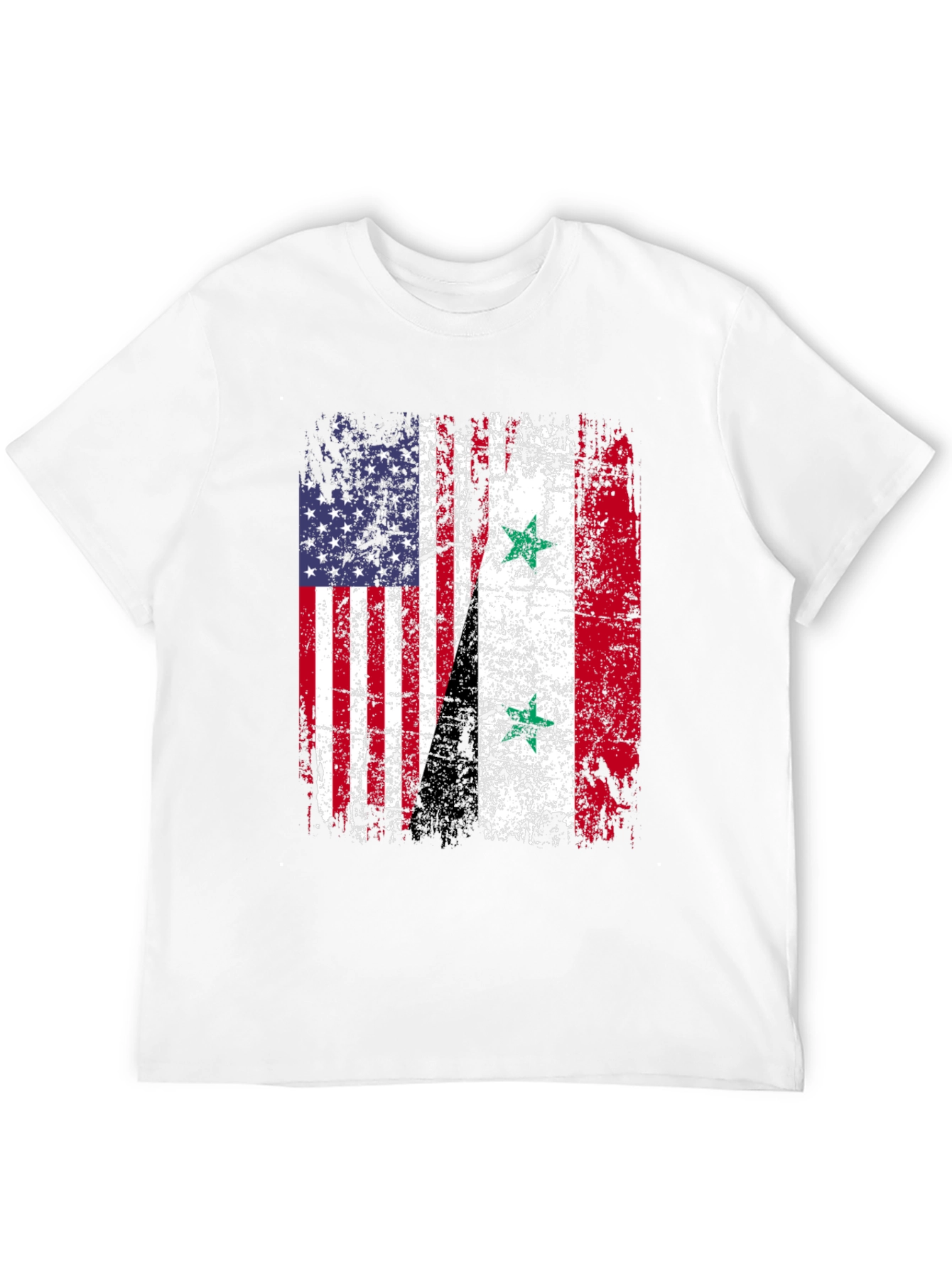 USA Syria Flag Distressed T-Shirt