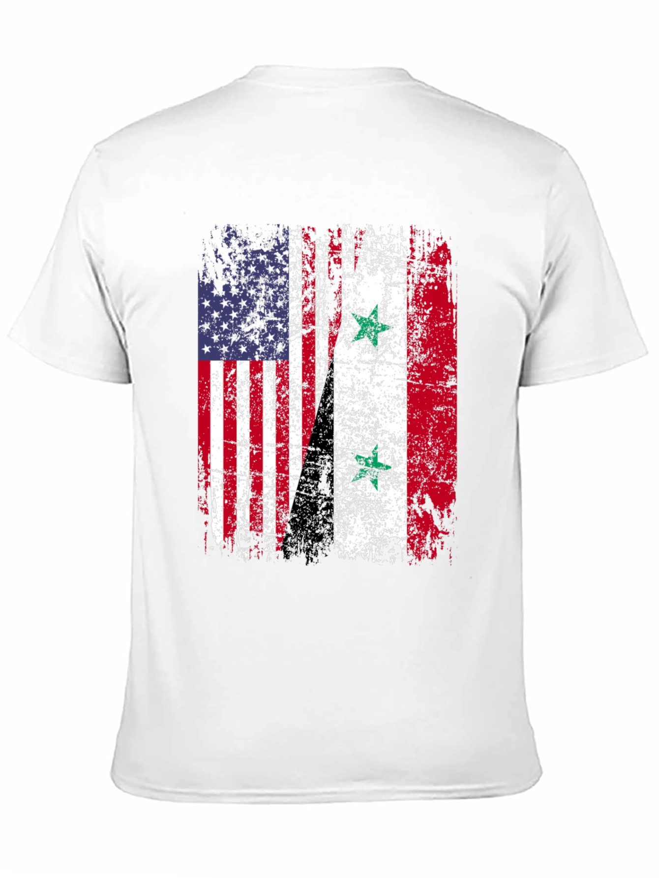 USA Syria Flag Distressed T-Shirt