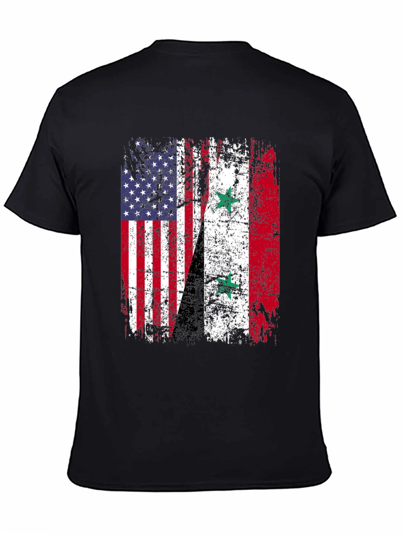 USA Syria Flag Distressed T-Shirt