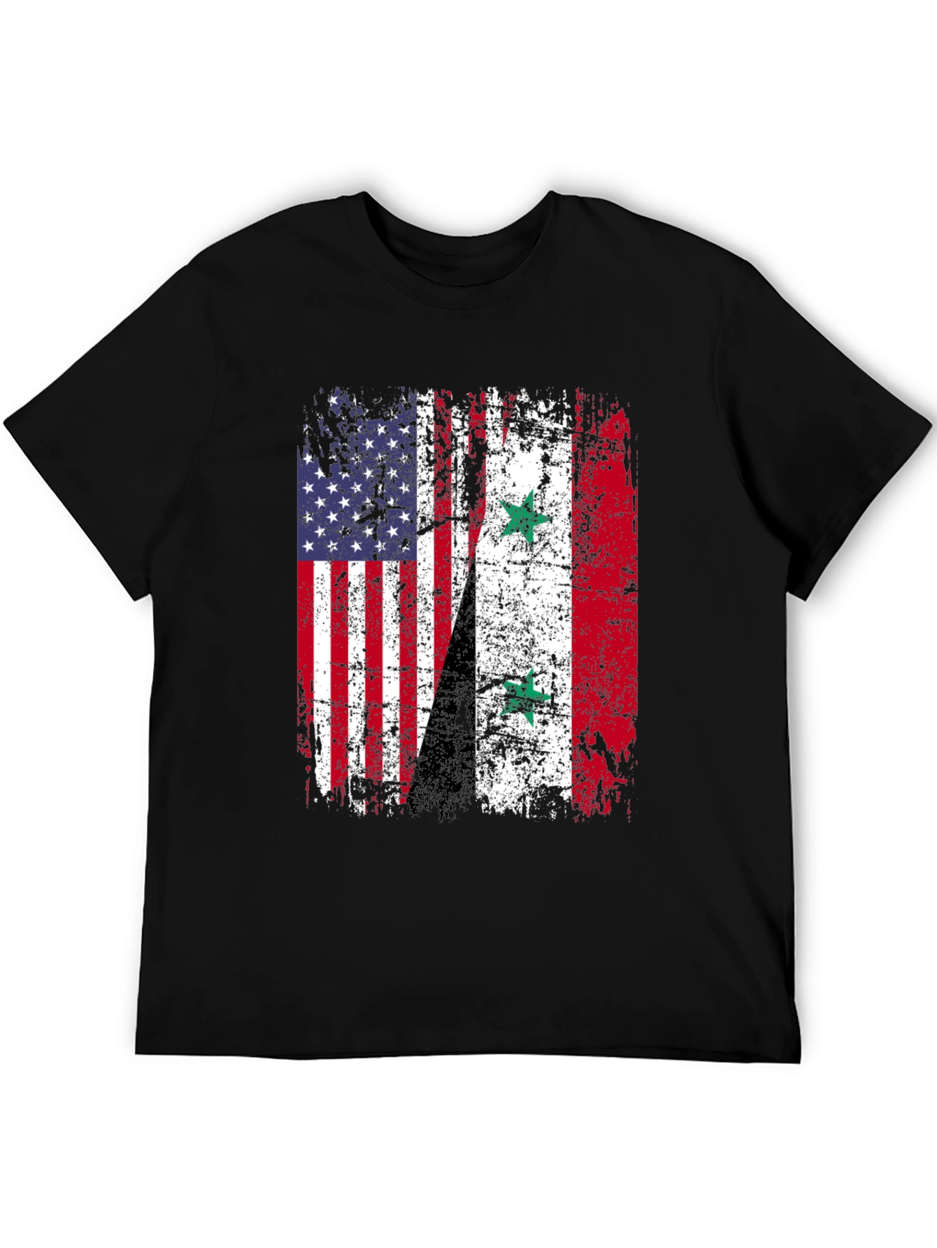 USA Syria Flag Distressed T-Shirt