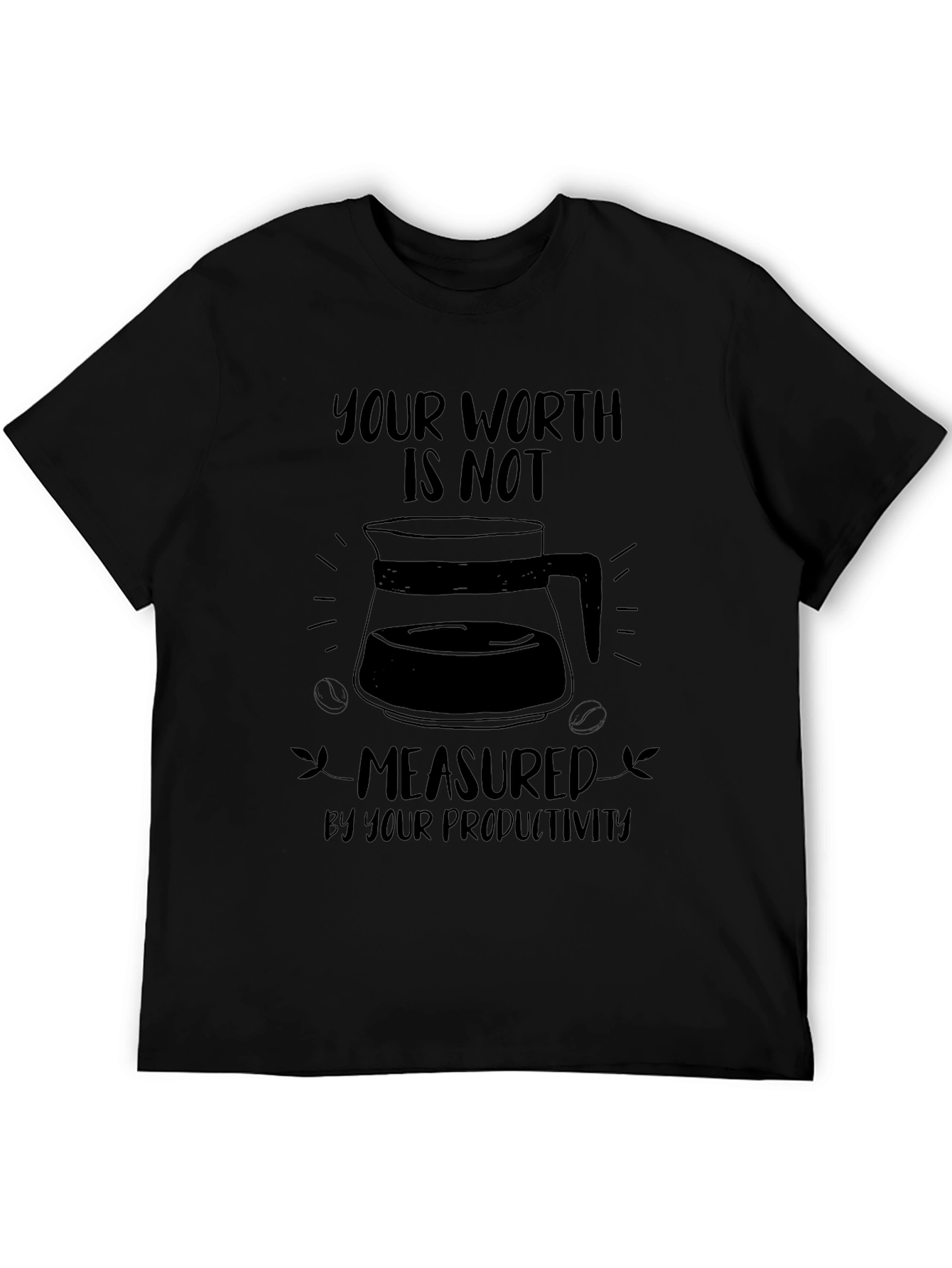 Worth Not Productivity Mens Black Graphic Tee
