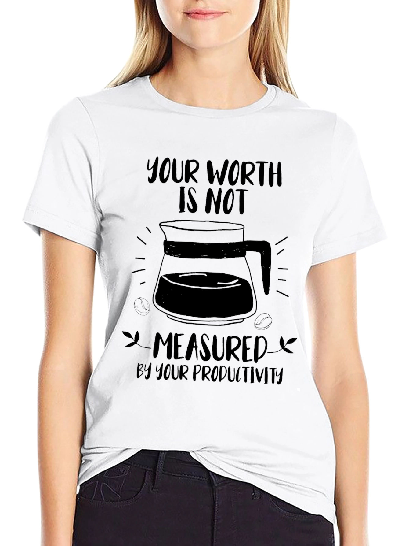 Worth Not Productivity Mens Black Graphic Tee