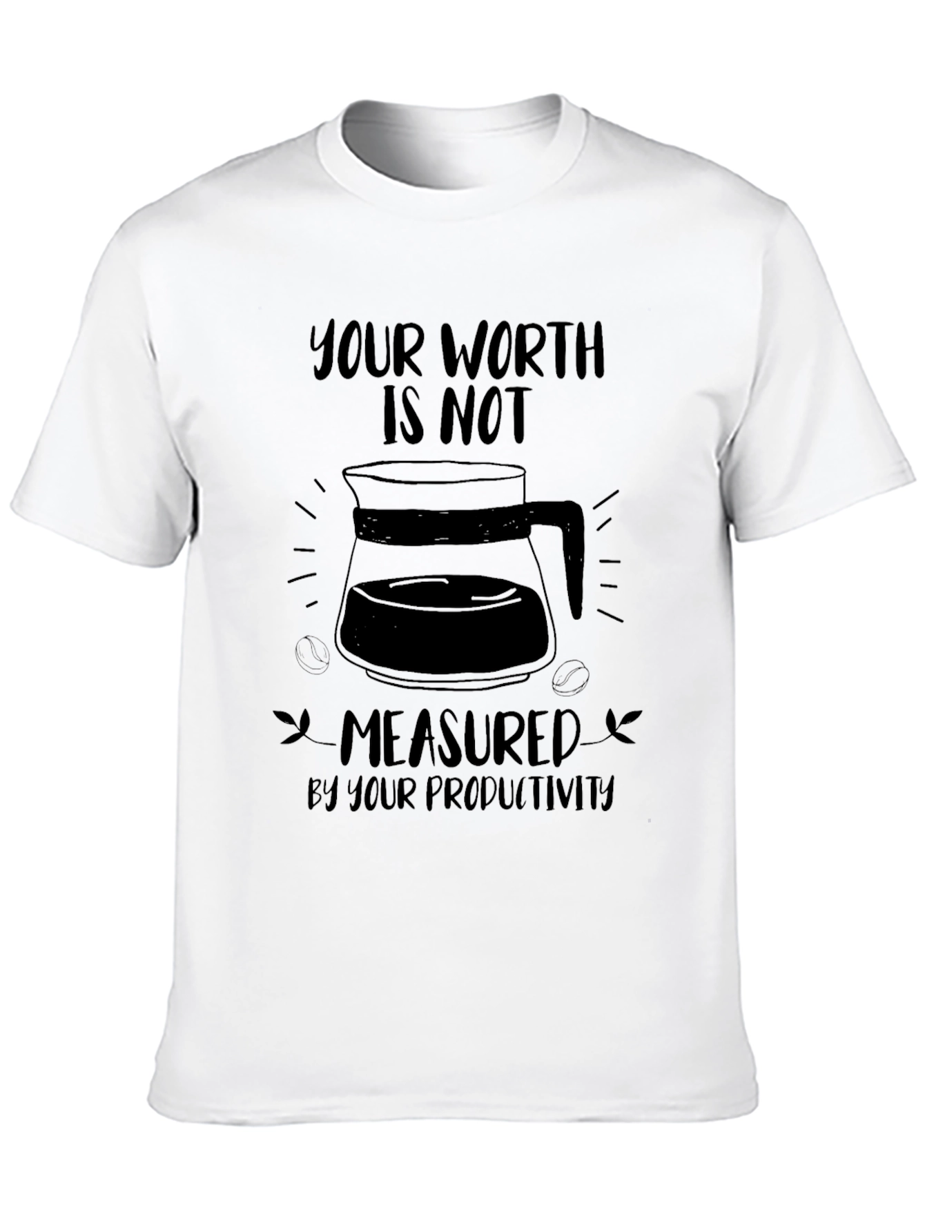 Worth Not Productivity Mens Black Graphic Tee