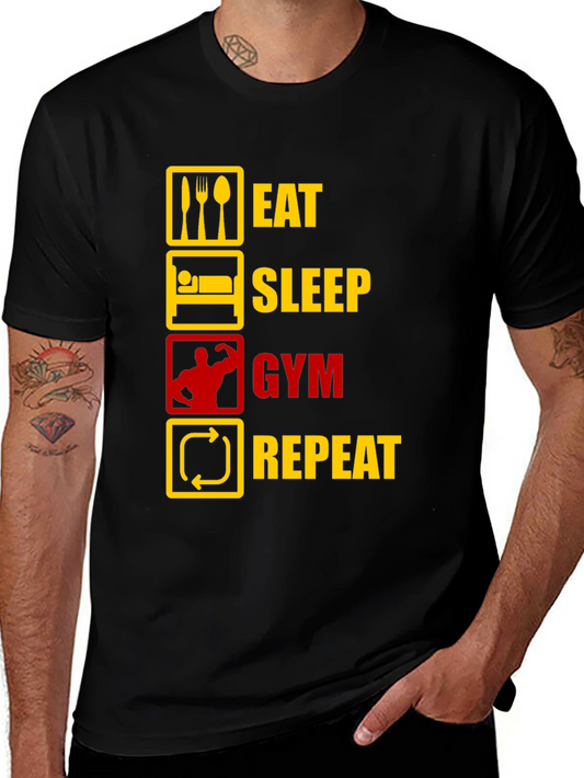 Eat Sleep Gym Repeat T-Shirt - Workout Motivation