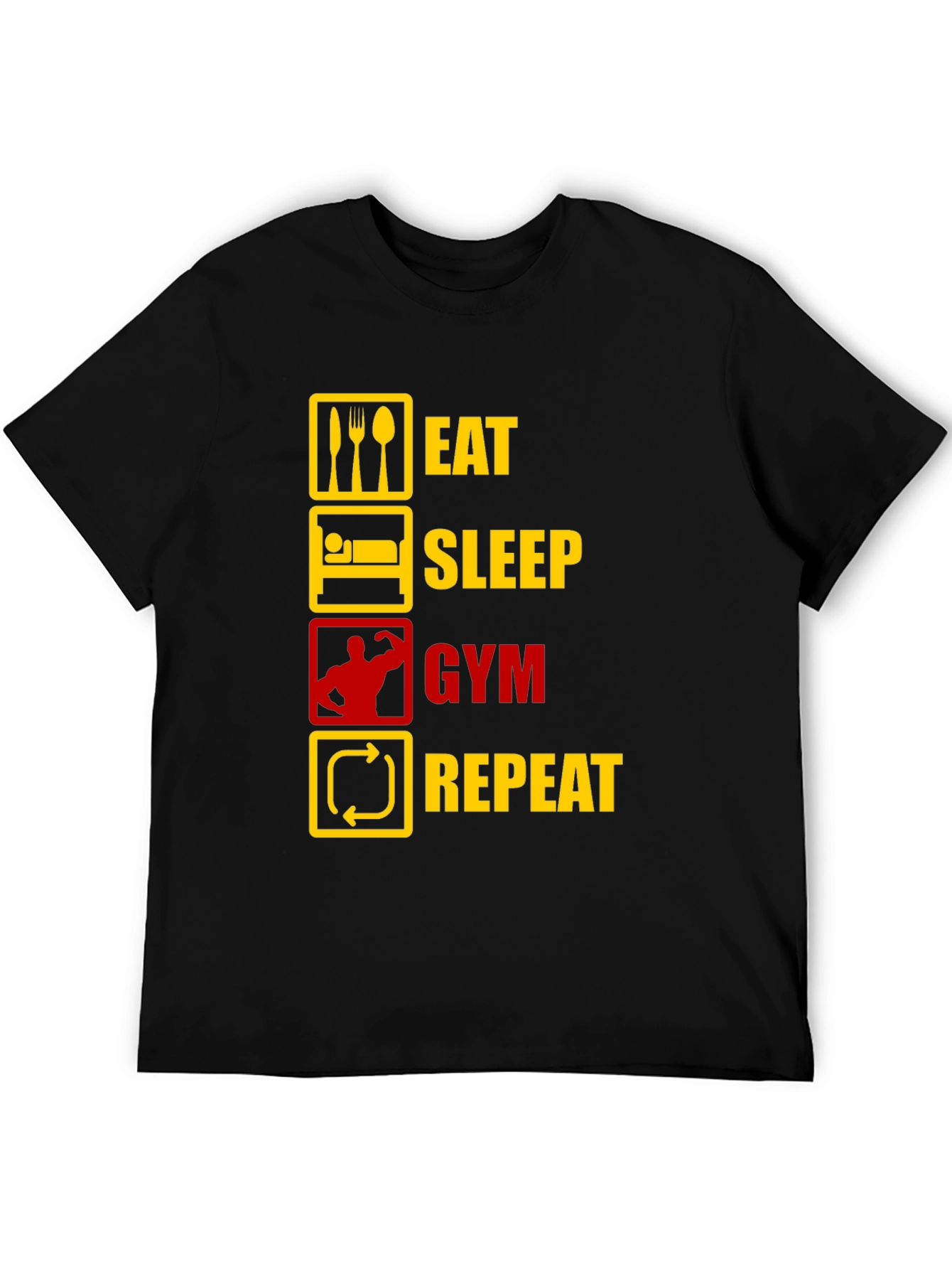 Eat Sleep Gym Repeat T-Shirt - Workout Motivation