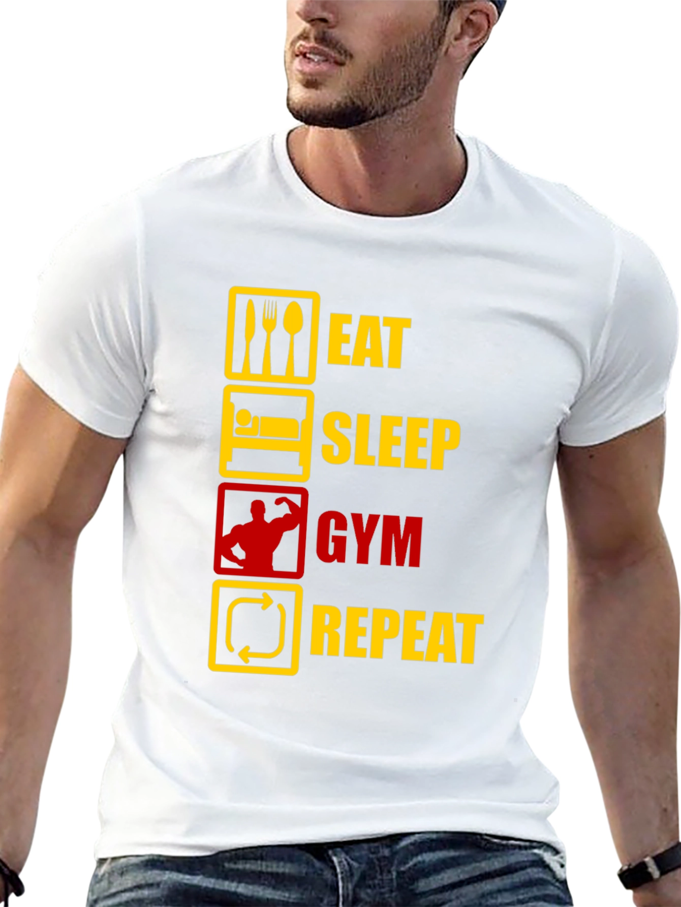 Eat Sleep Gym Repeat T-Shirt - Workout Motivation