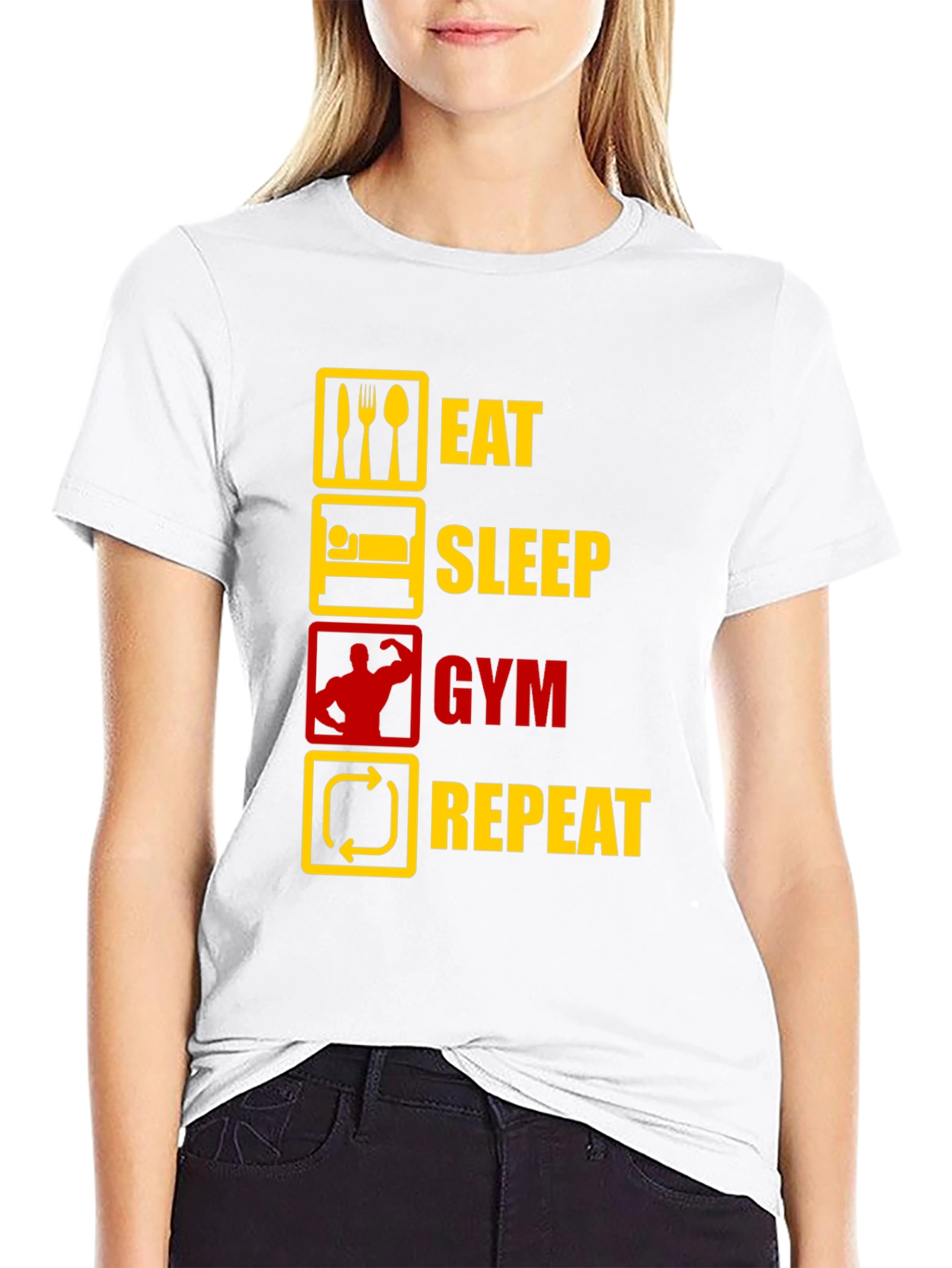 Eat Sleep Gym Repeat T-Shirt - Workout Motivation