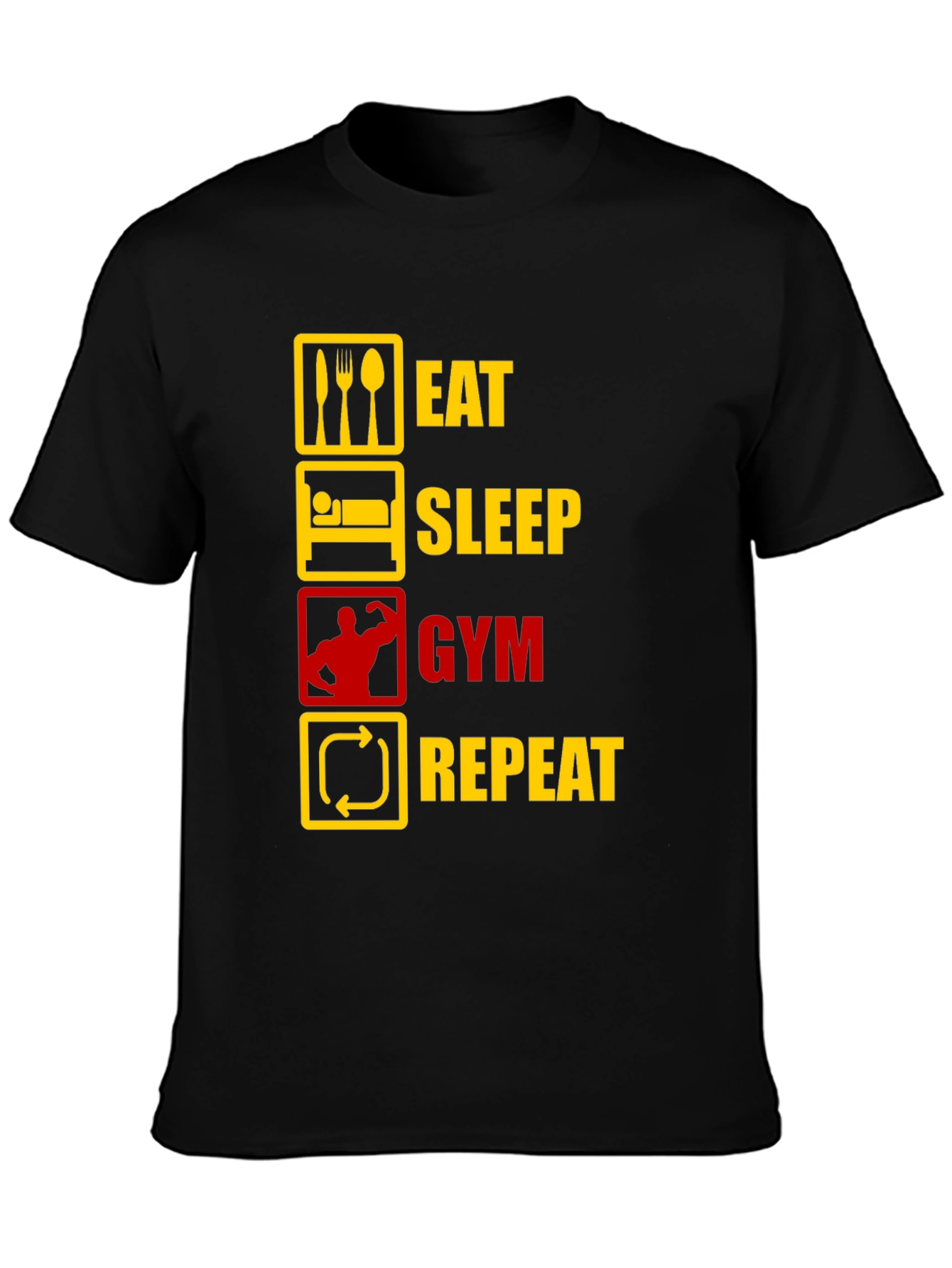 Eat Sleep Gym Repeat T-Shirt - Workout Motivation