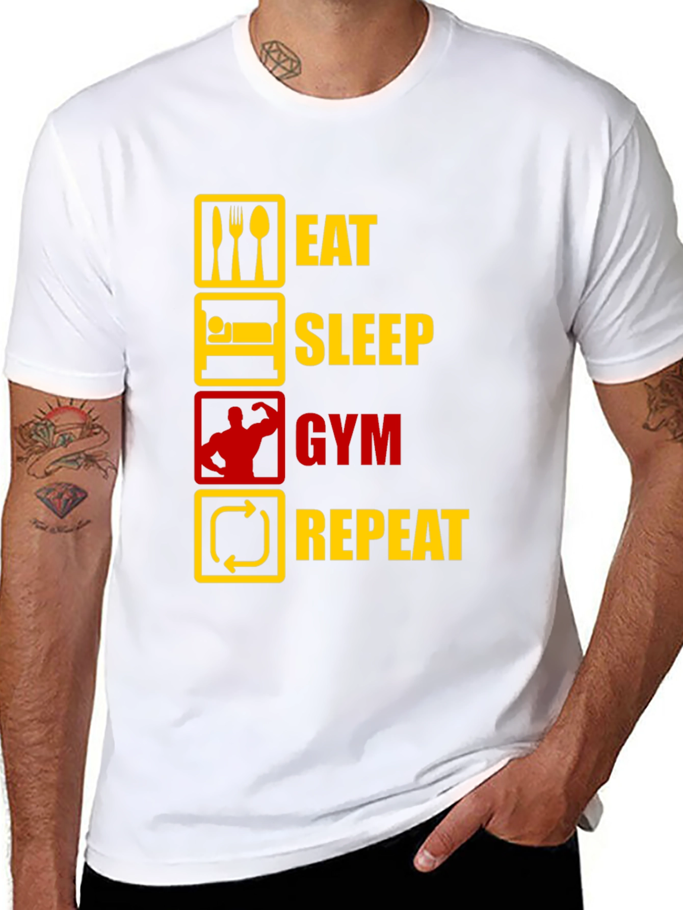 Eat Sleep Gym Repeat T-Shirt - Workout Motivation