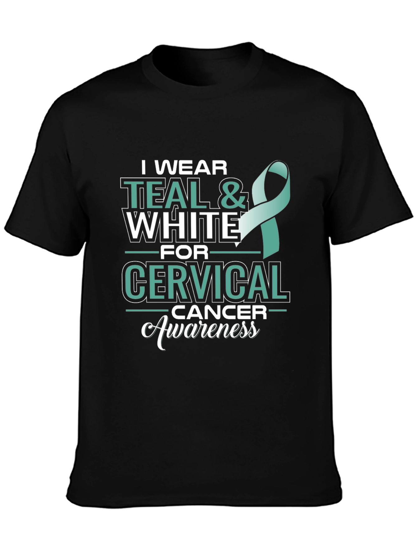Teal & White Cervical Cancer Awareness T-Shirt