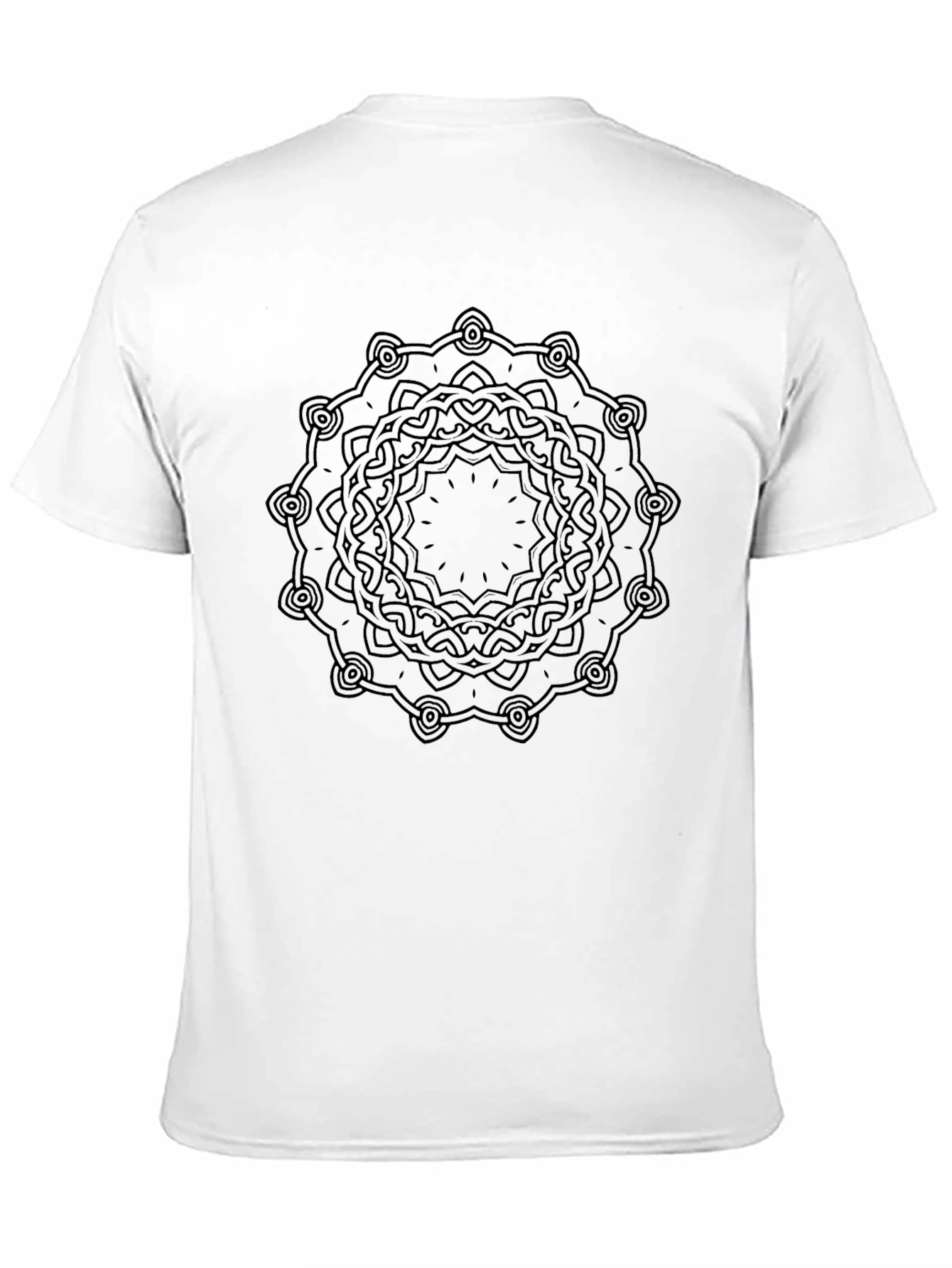 Black T-Shirt with Geometric Mandala Design