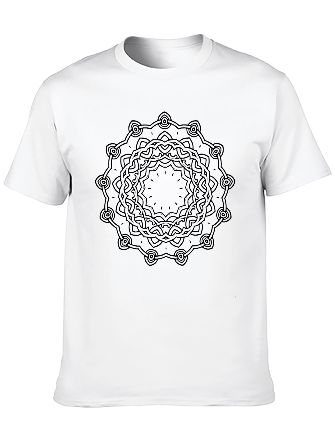 Black T-Shirt with Geometric Mandala Design