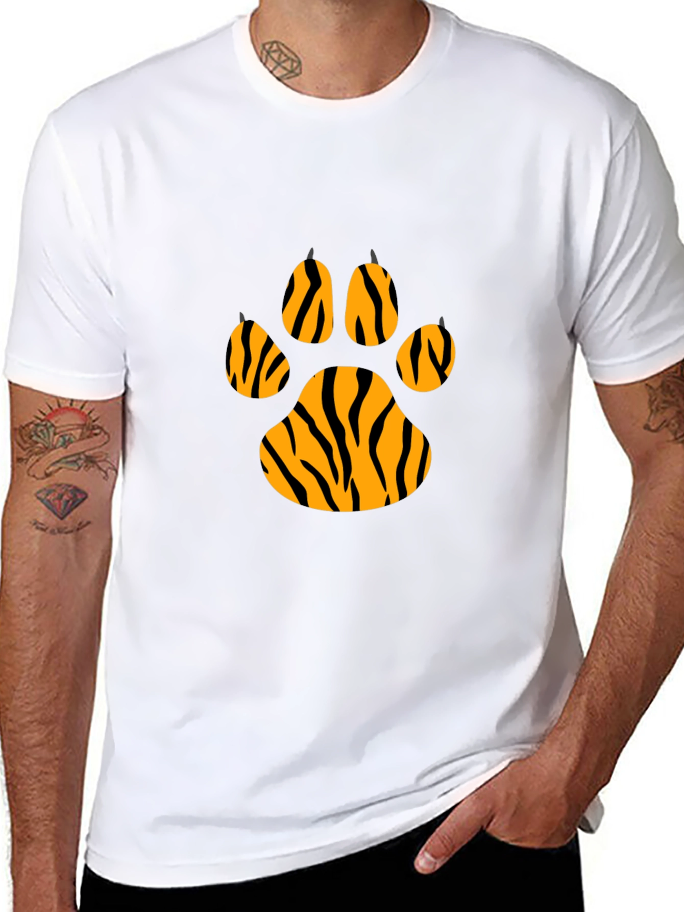 Tiger Paw Print T-Shirt - Cool Animal Graphic Tee