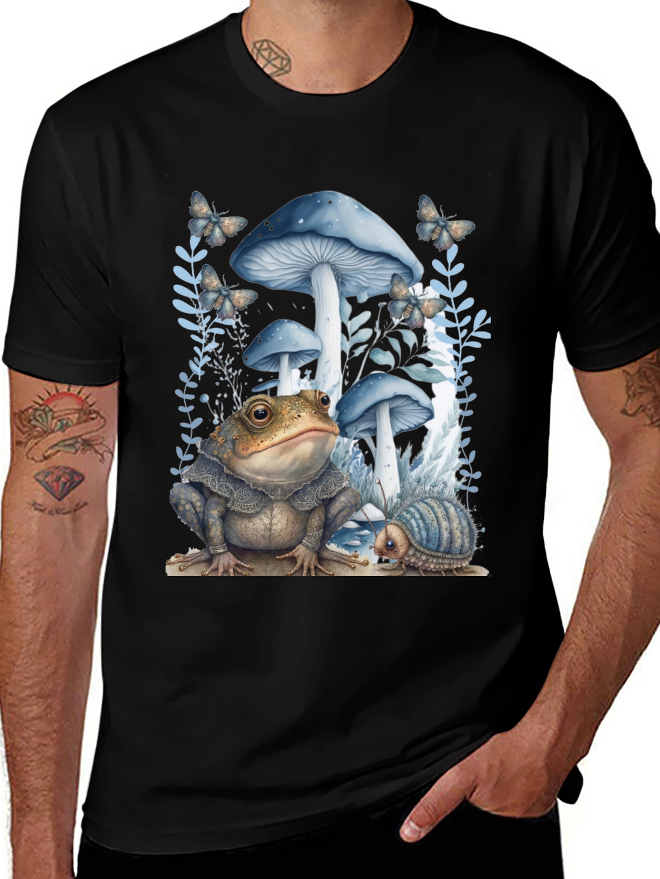 Frog and Mushroom T-Shirt - Whimsical Design