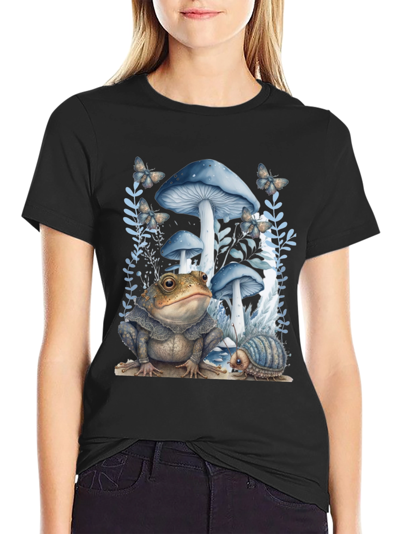 Frog and Mushroom T-Shirt - Whimsical Design