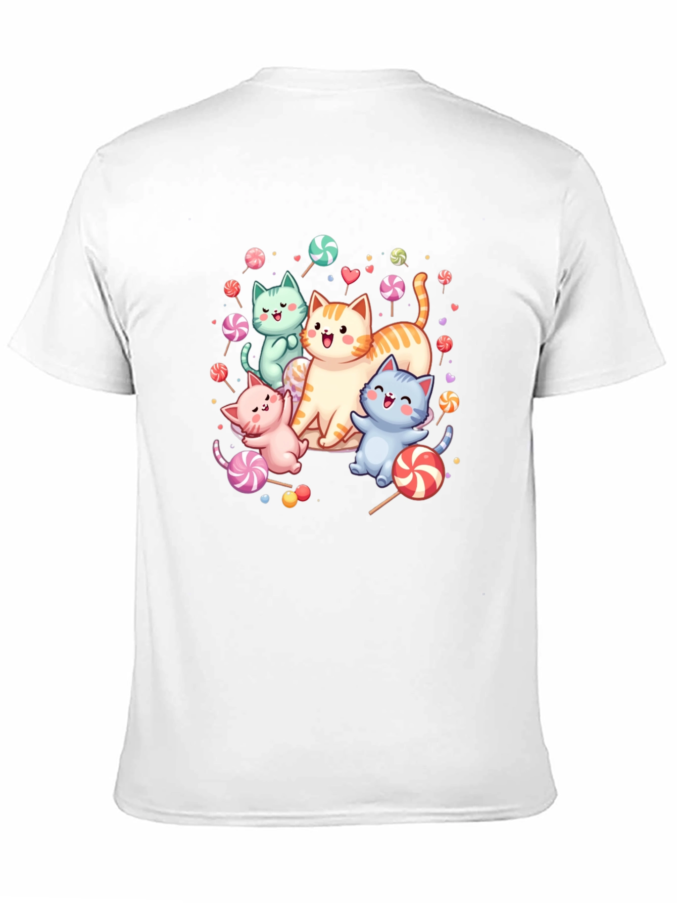 Cute Cats & Candy Black T-Shirt