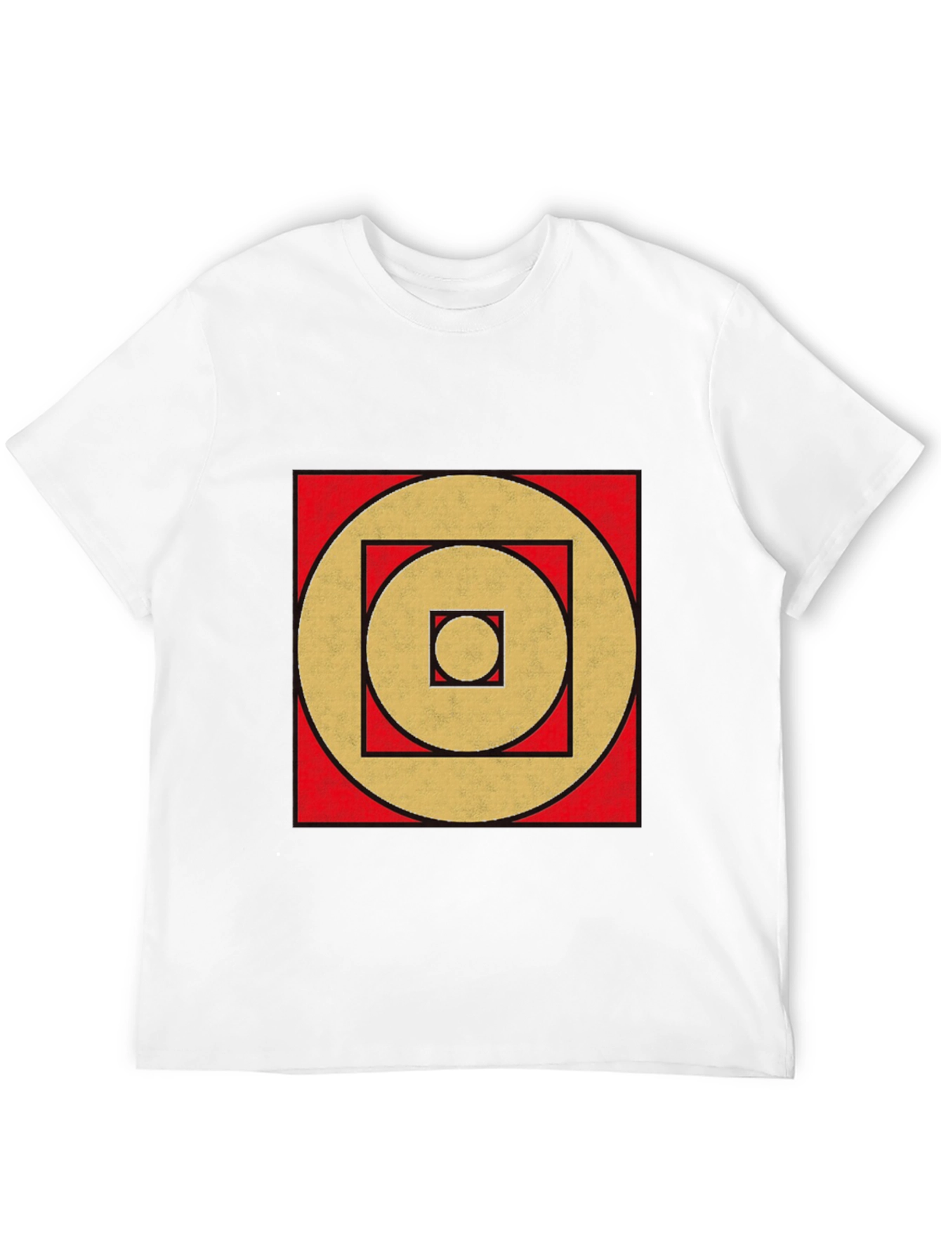 Geometric Gold Circle Square Black Tee