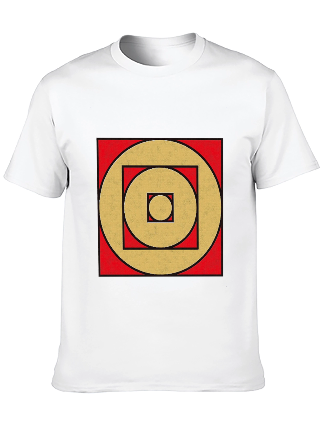 Geometric Gold Circle Square Black Tee