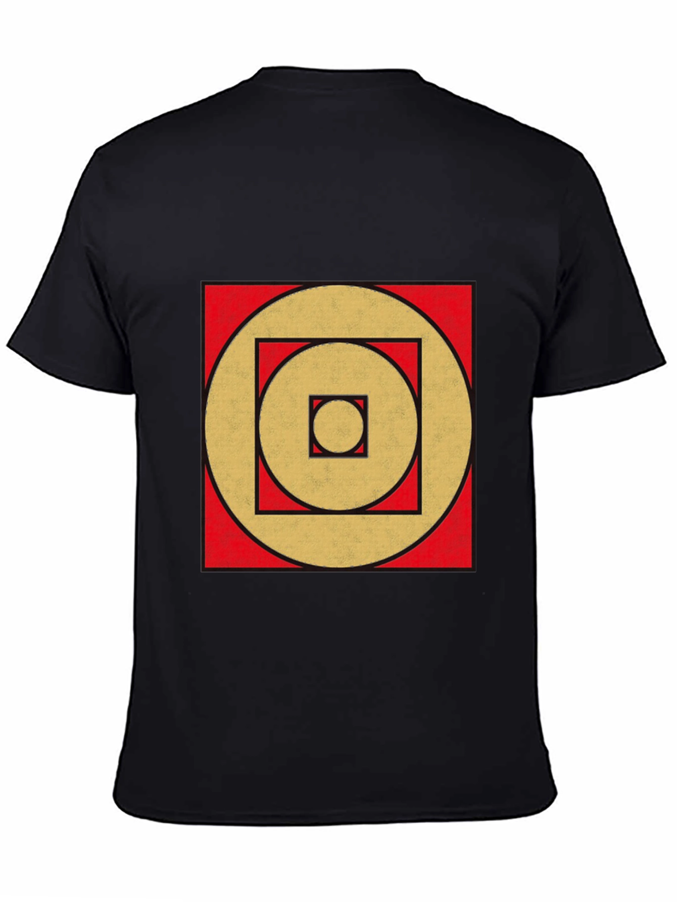 Geometric Gold Circle Square Black Tee