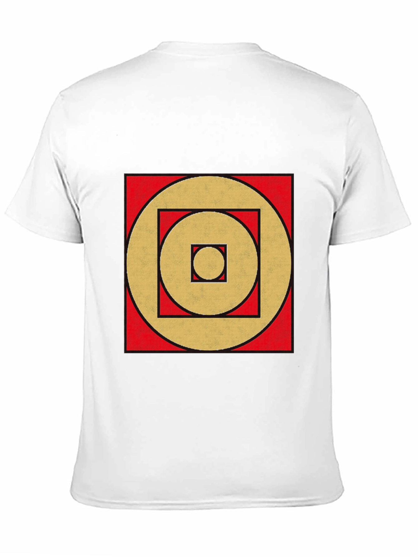 Geometric Gold Circle Square Black Tee