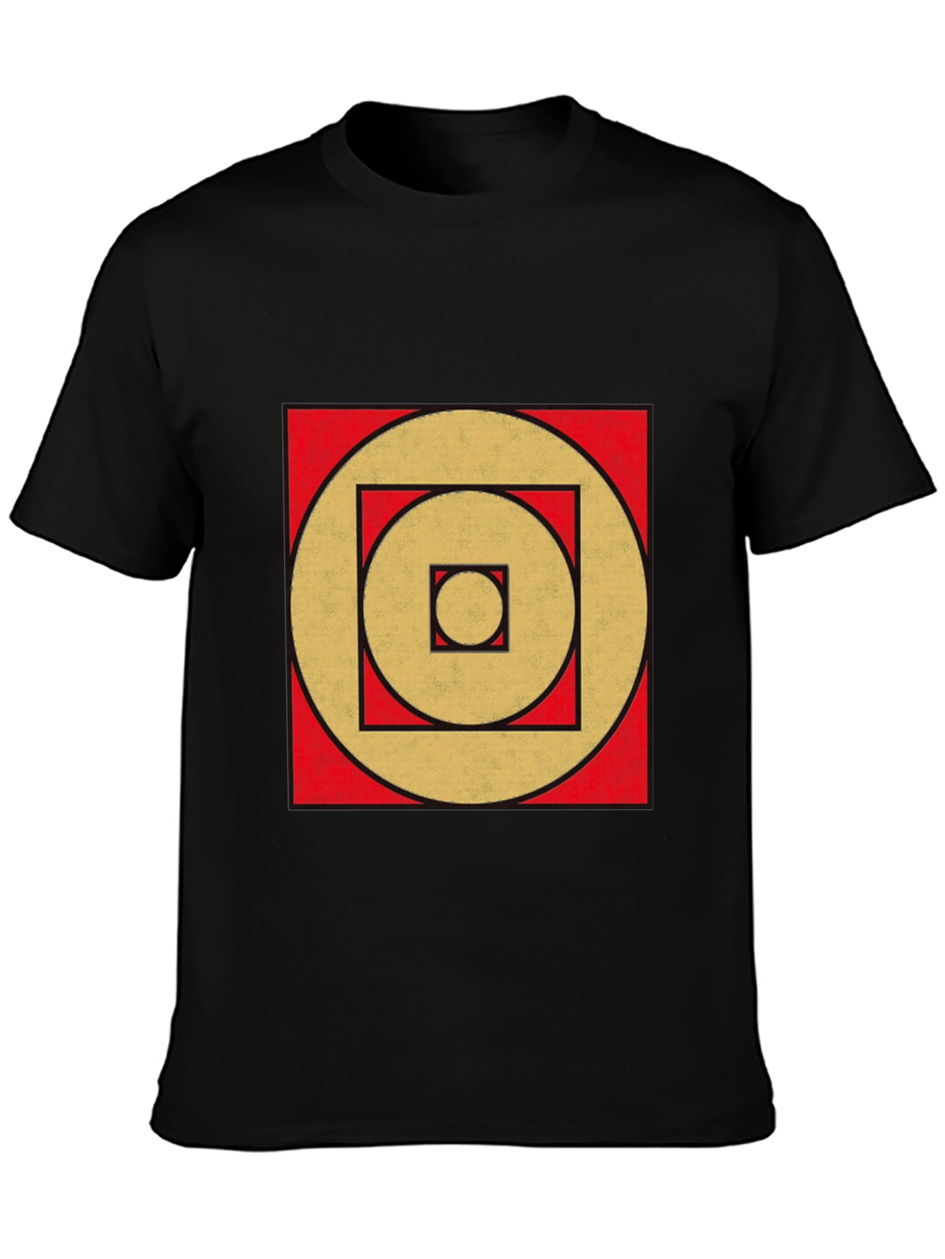 Geometric Gold Circle Square Black Tee