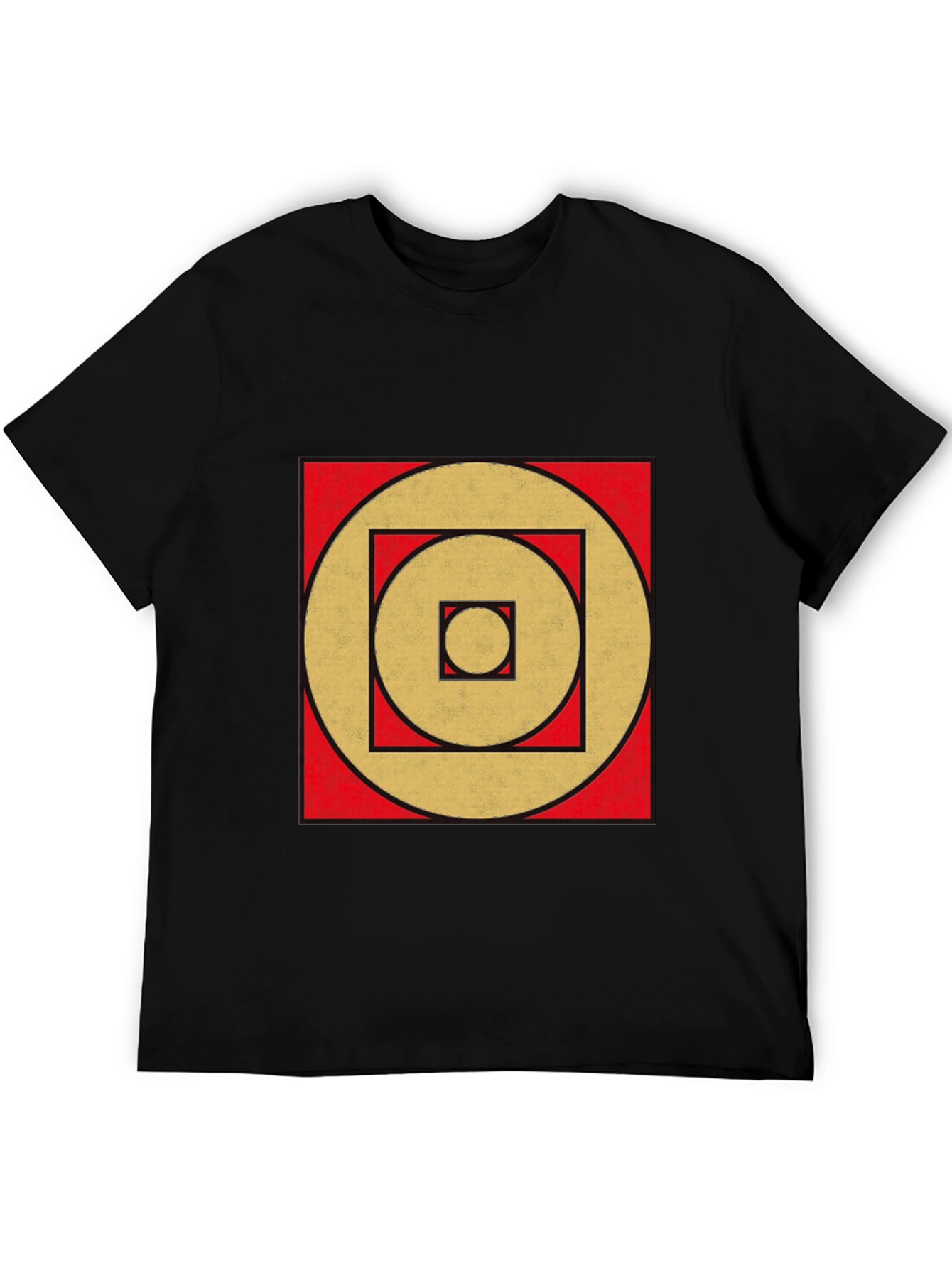 Geometric Gold Circle Square Black Tee