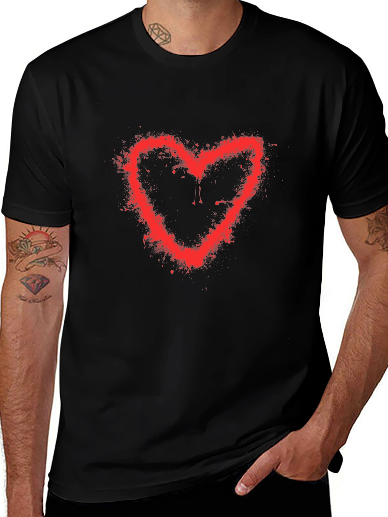 Red Heart Spray Paint T-Shirt