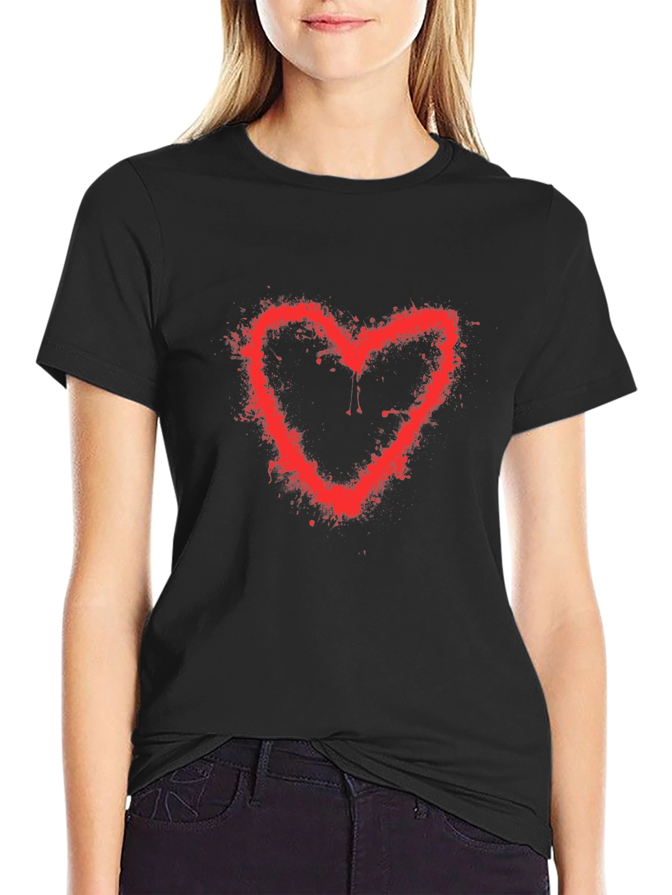 Red Heart Spray Paint T-Shirt