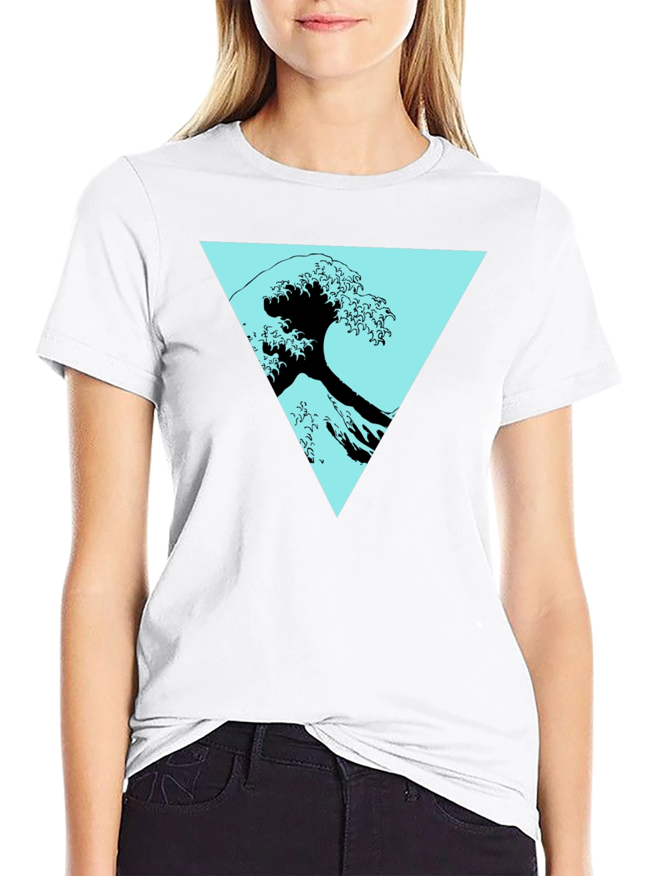 Wave Triangle Graphic Tee - Modern Print