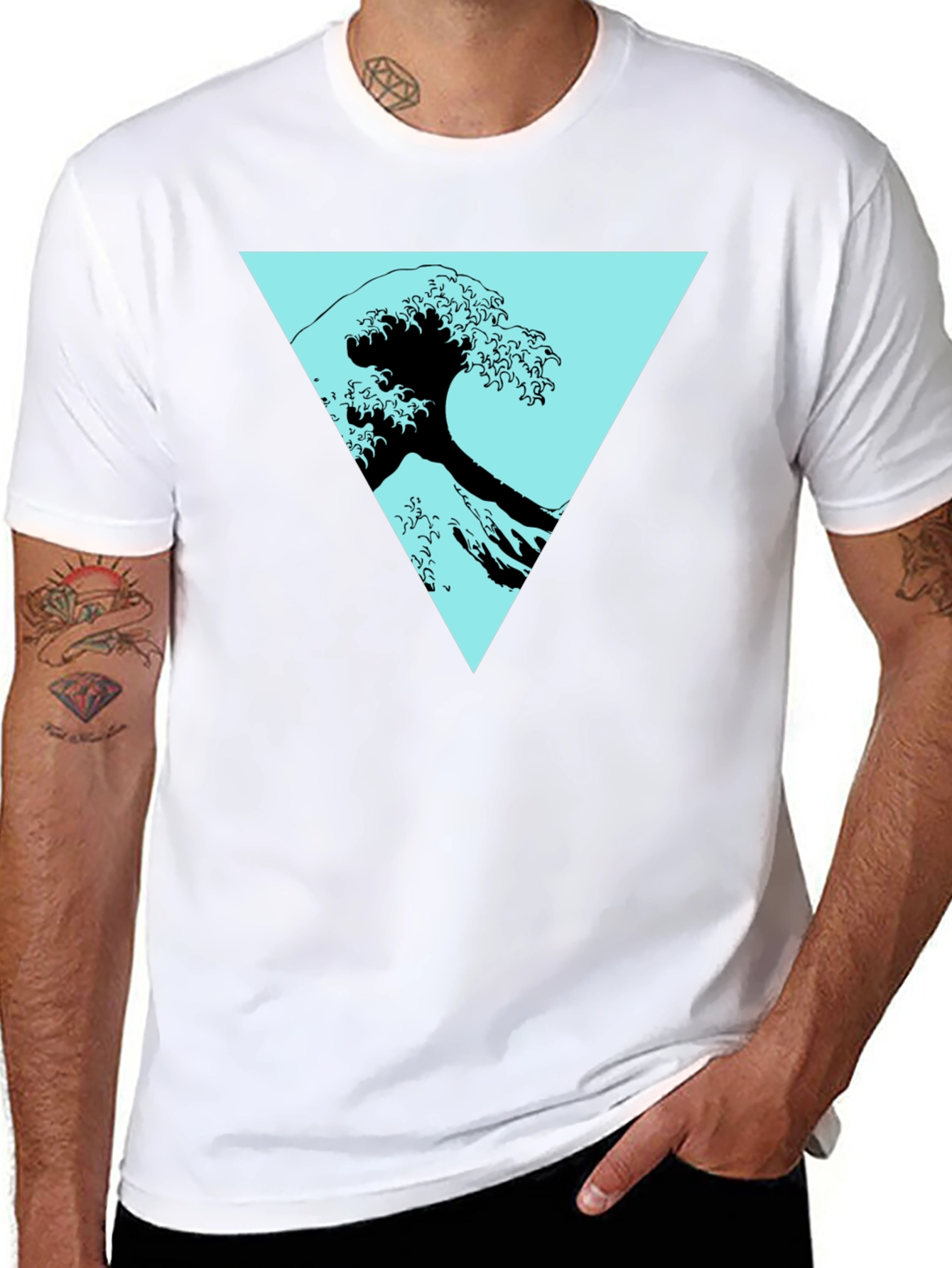 Wave Triangle Graphic Tee - Modern Print
