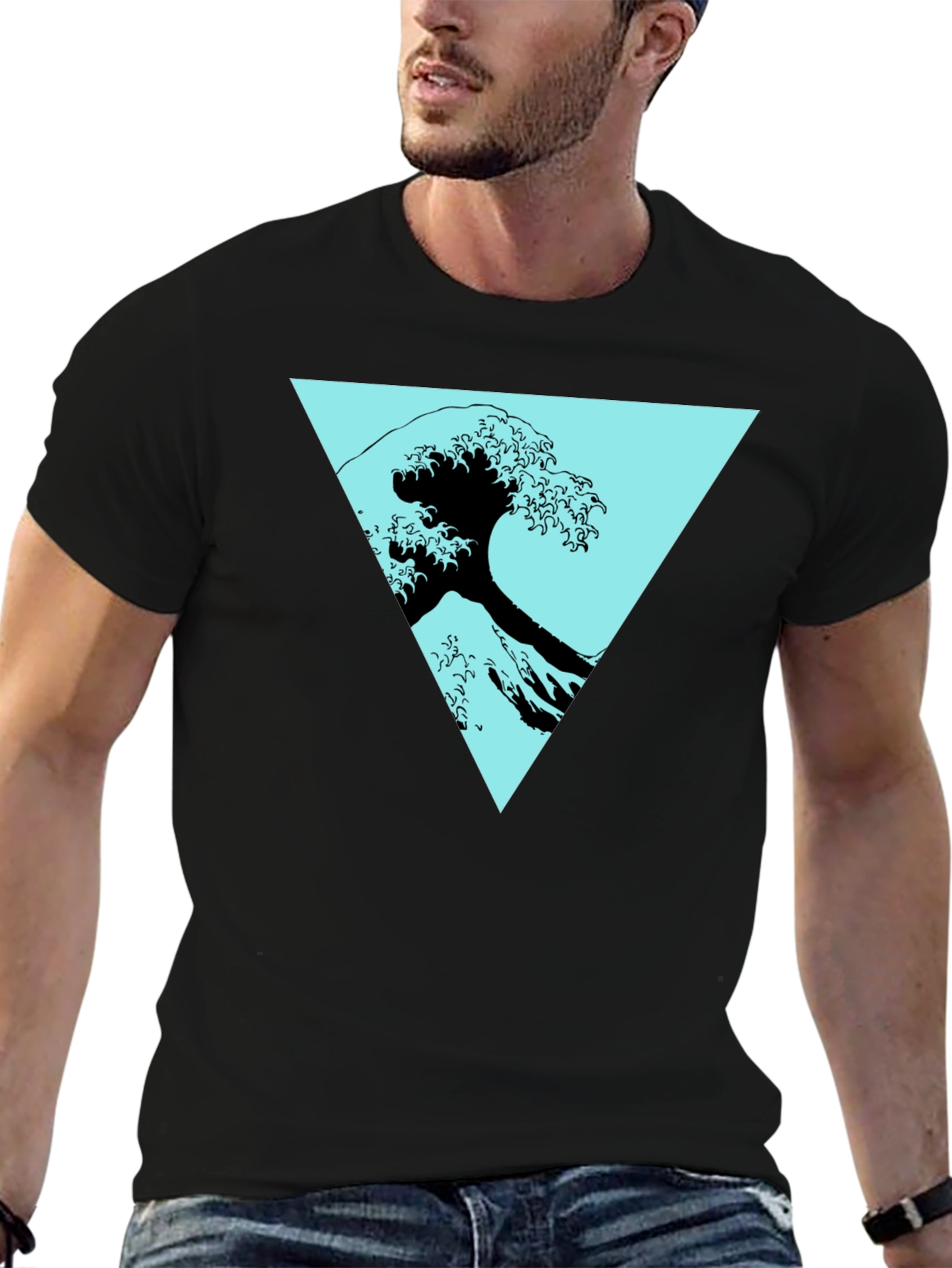 Wave Triangle Graphic Tee - Modern Print