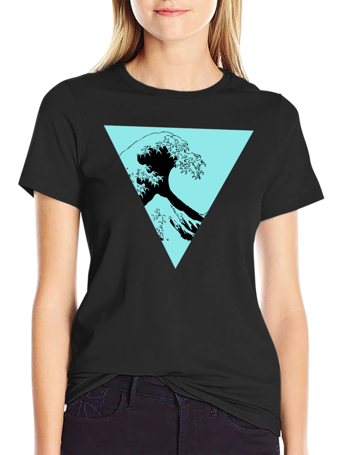 Wave Triangle Graphic Tee - Modern Print