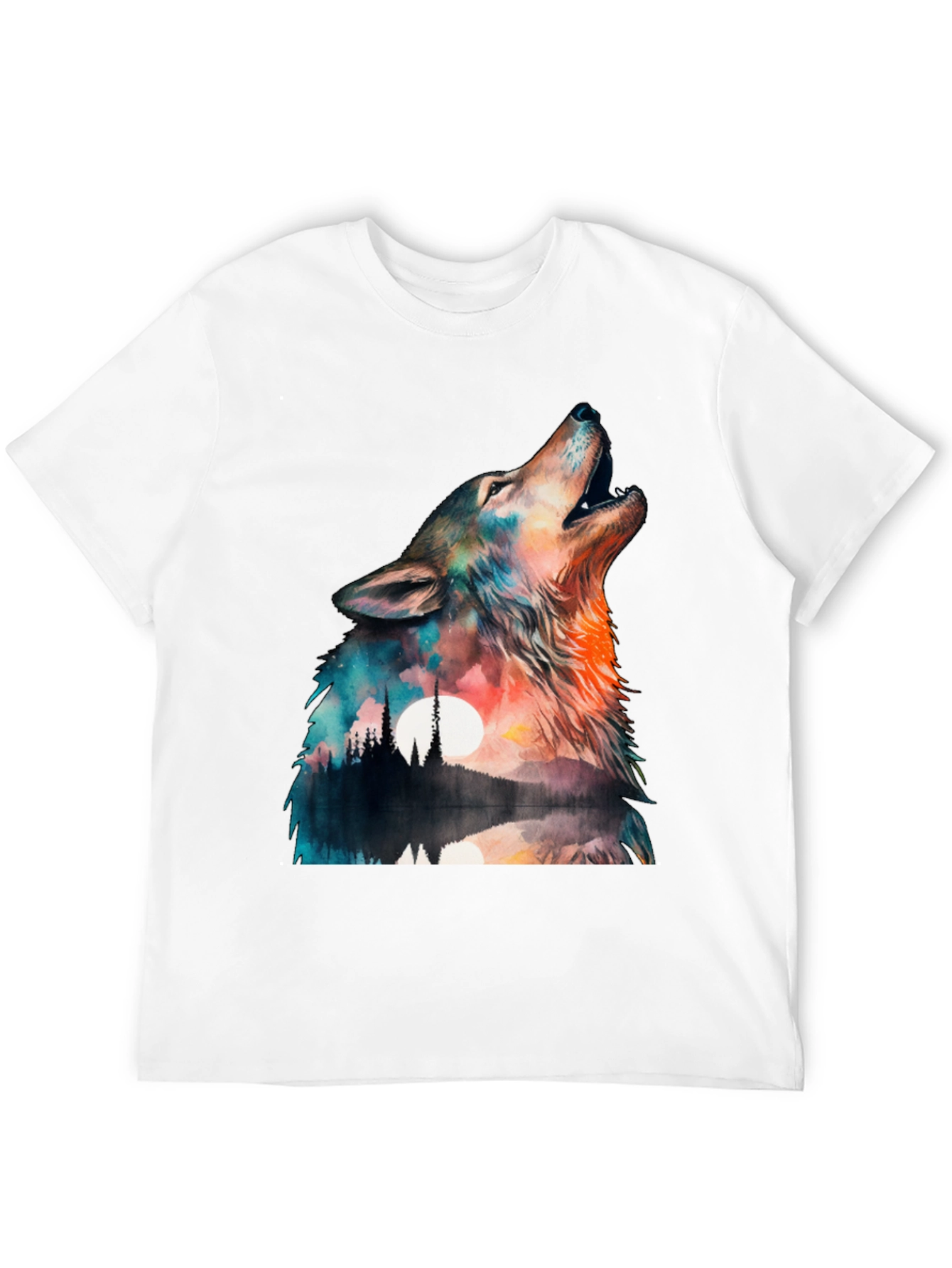 Wolf Landscape Graphic Tee - Mens Black T-Shirt