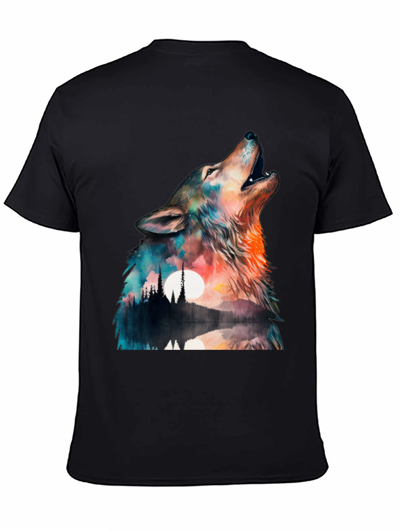 Wolf Landscape Graphic Tee - Mens Black T-Shirt