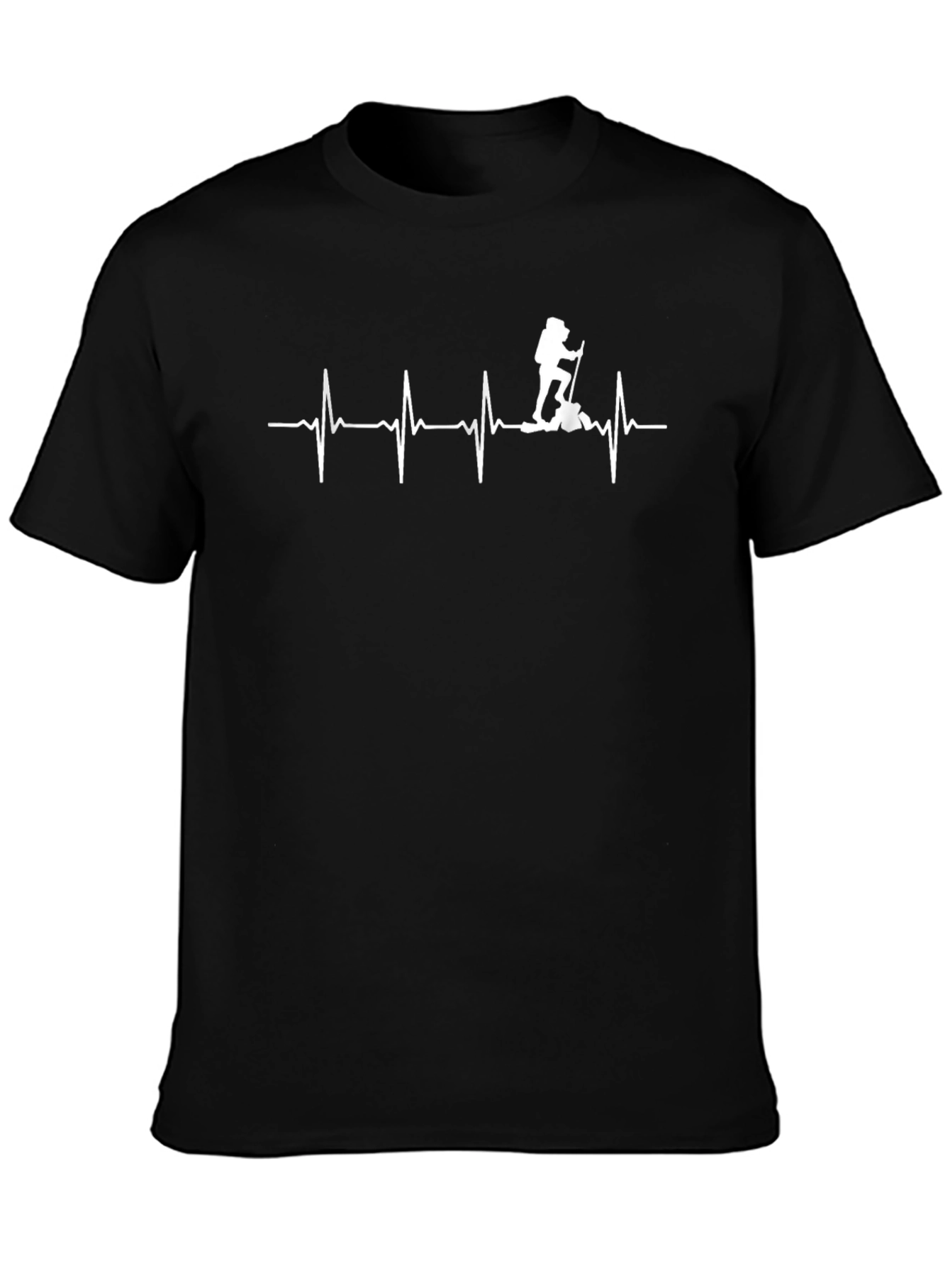 Hiking Heartbeat Graphic T-Shirt - Black