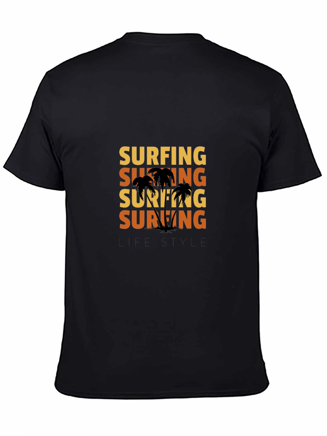 Surfing Lifestyle Graphic T-Shirt - Black
