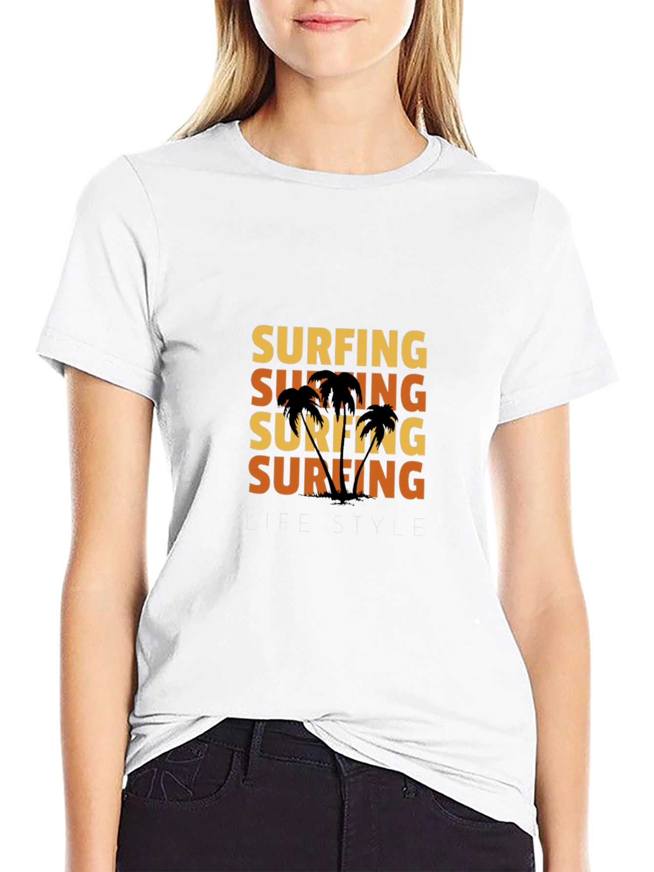 Surfing Lifestyle Graphic T-Shirt - Black