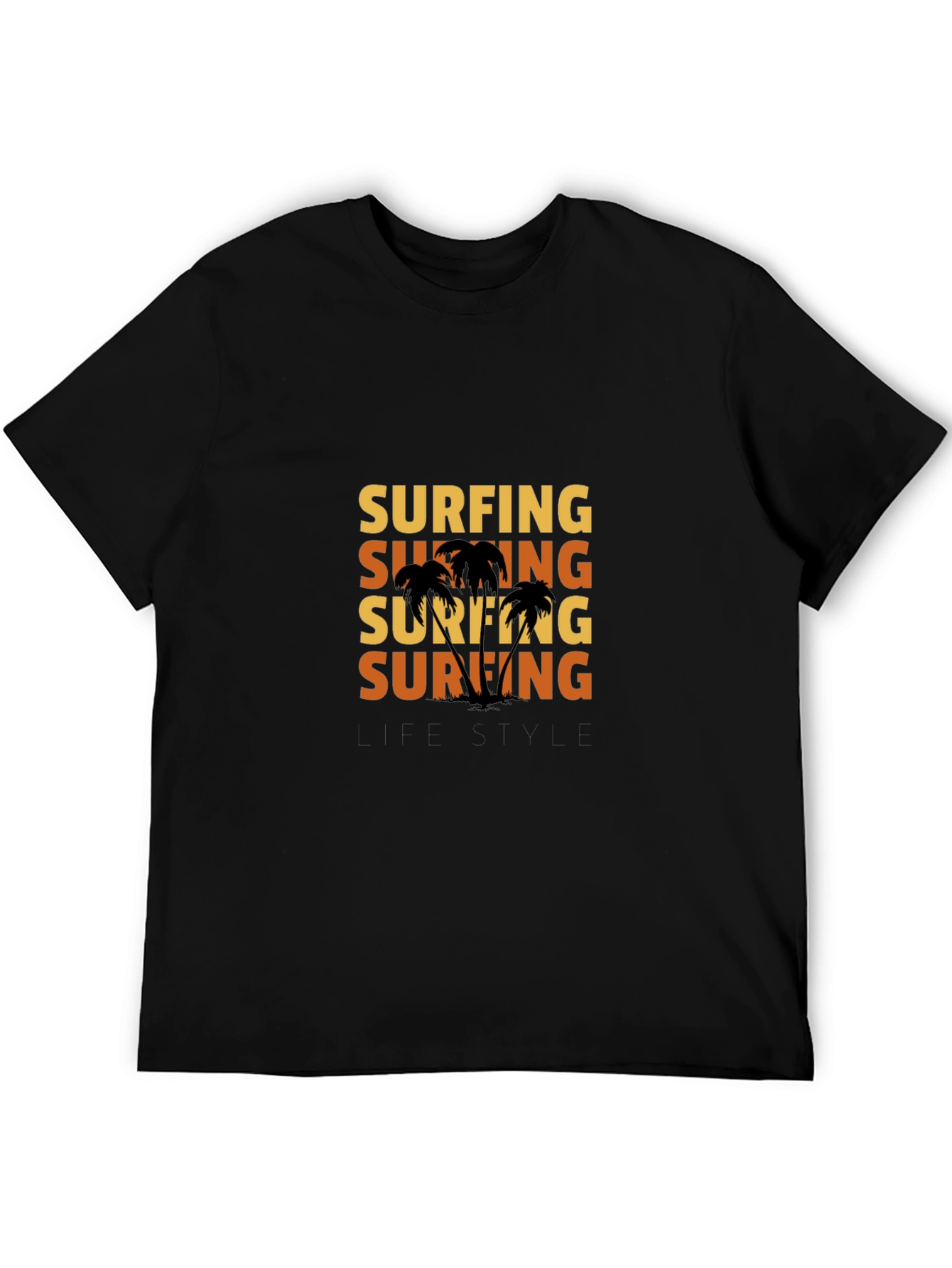 Surfing Lifestyle Graphic T-Shirt - Black