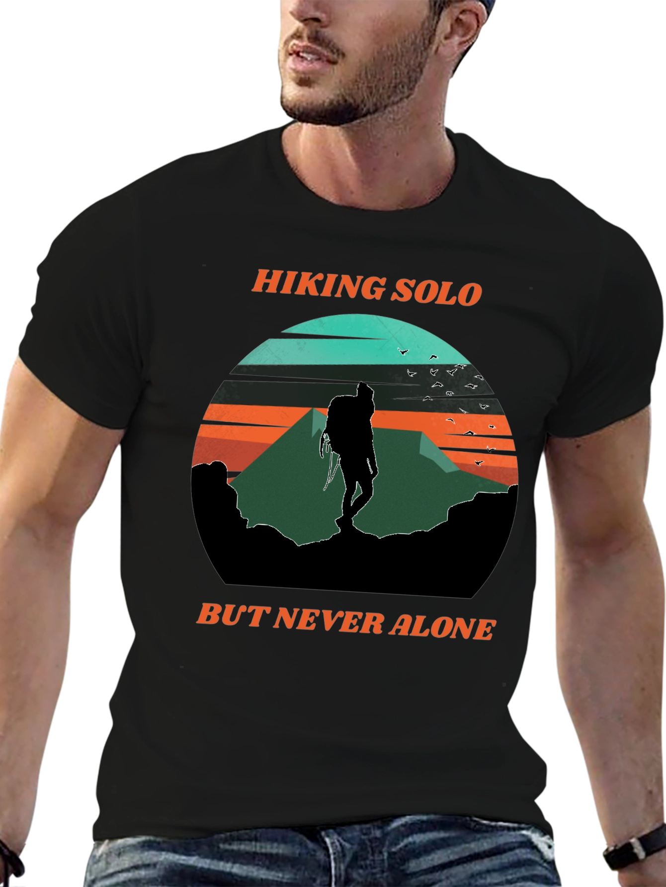 Hiking Solo Tee - Never Alone Adventure Shirt