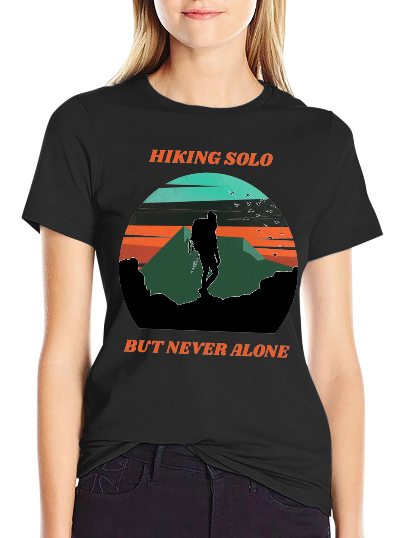 Hiking Solo Tee - Never Alone Adventure Shirt