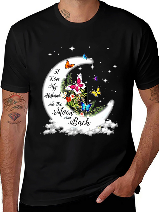 I Love My Husband Moon Butterfly Graphic Tee