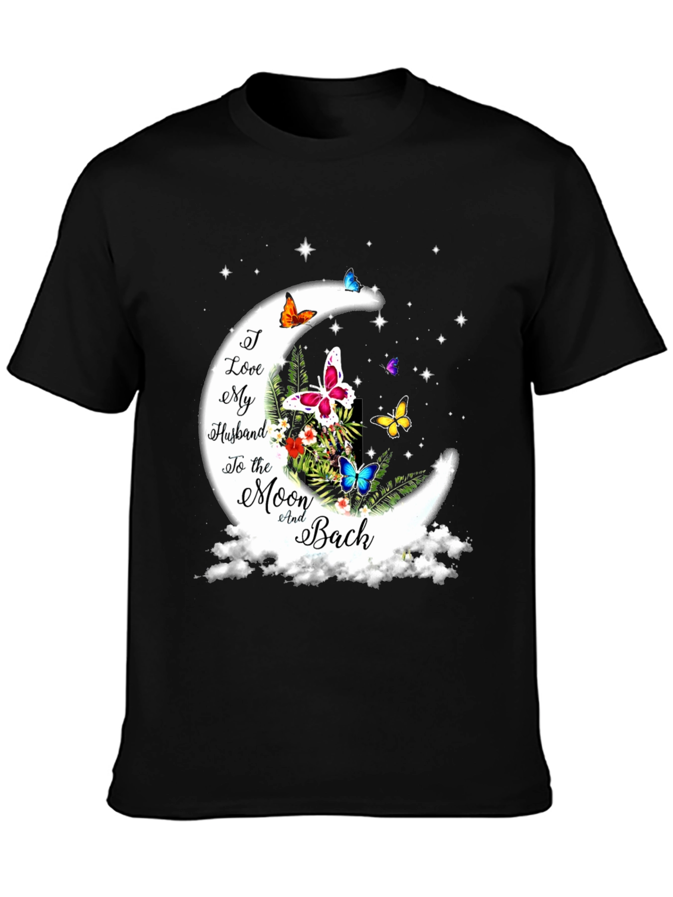I Love My Husband Moon Butterfly Graphic Tee