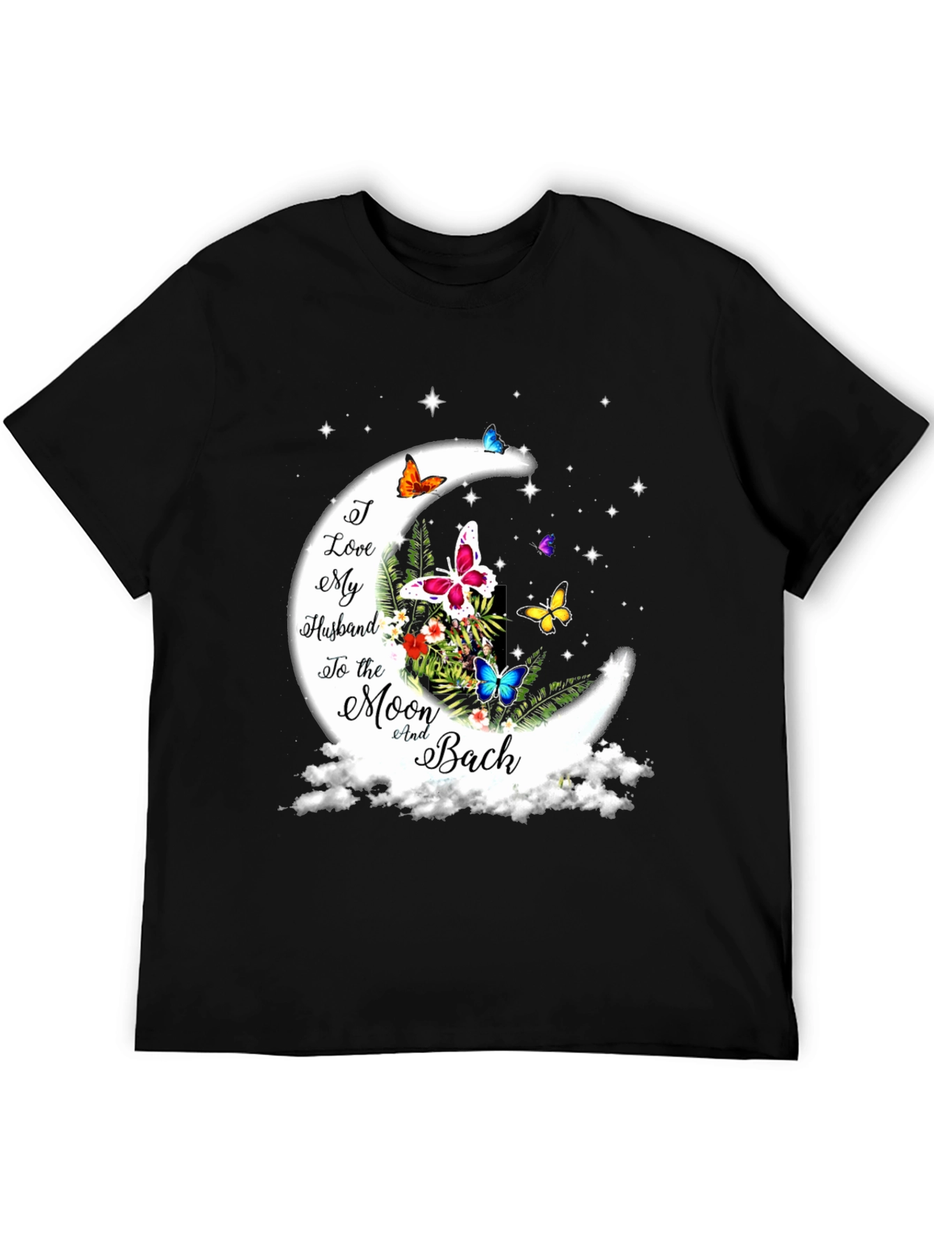 I Love My Husband Moon Butterfly Graphic Tee
