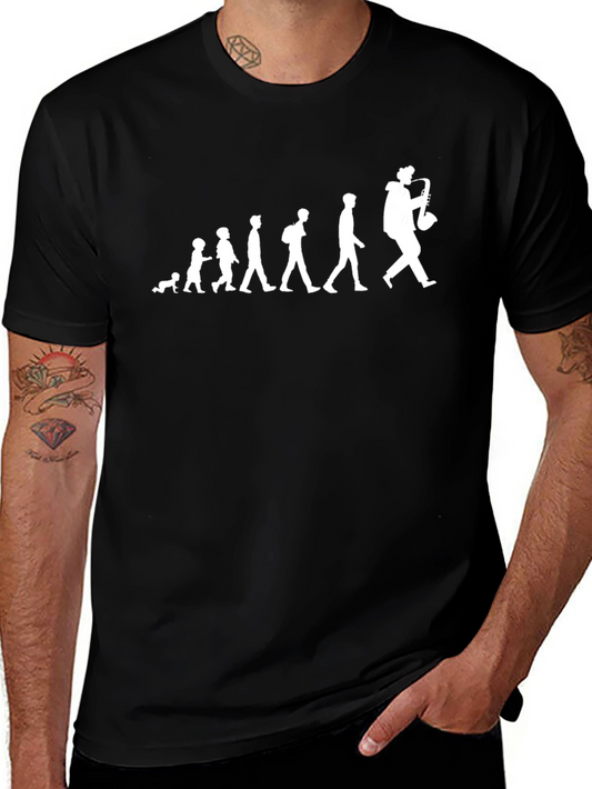 Saxophone Player Evolution T-Shirt - Black